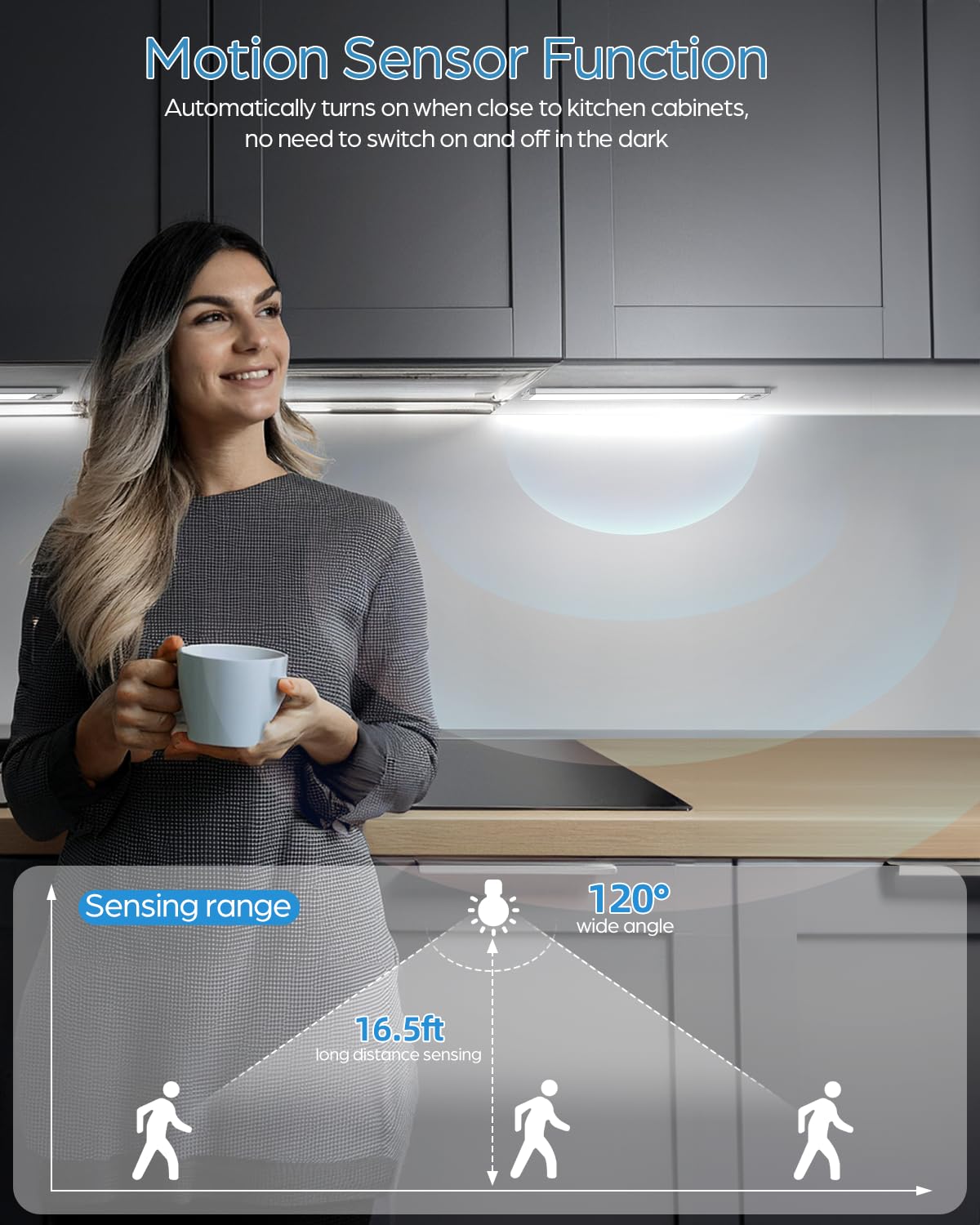 Hiboitec Under Cabinet Lighting Rechargeable Closet Light Wireless Motion Sensor Lights Indoor, 70 Led Dimmable Magnetic Light Under Counter Light For Kitchen, 2 Pack, Cool White Light, 12.8 Inch