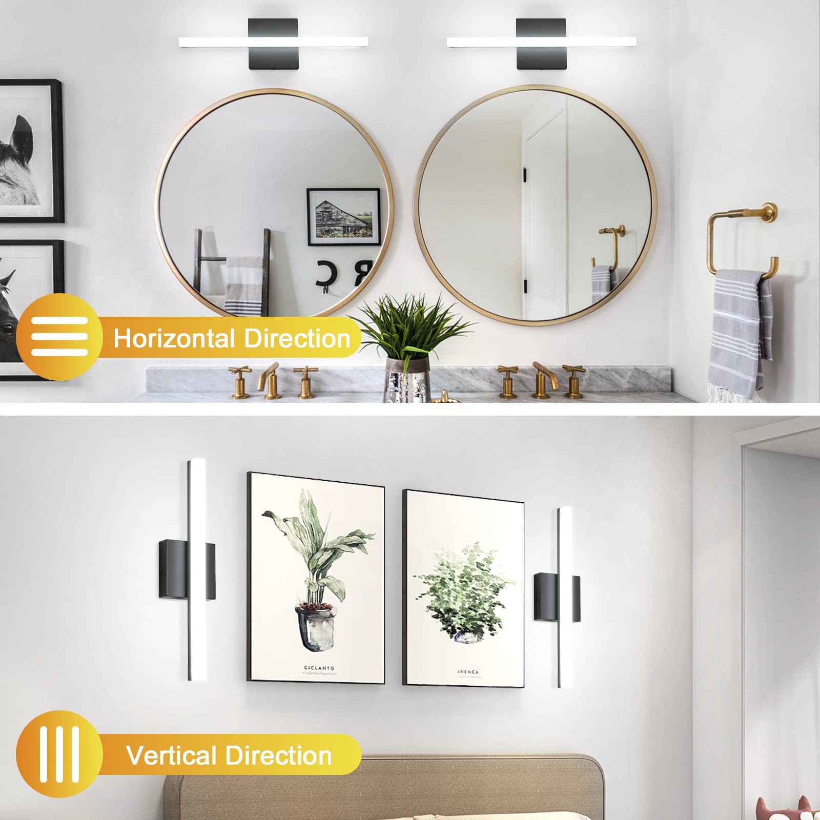Combuh LED Bathroom Vanity Light Bar, 16 Inch, 9W, Stainless Steel, IP44, Cool White 6000K, Model 6270