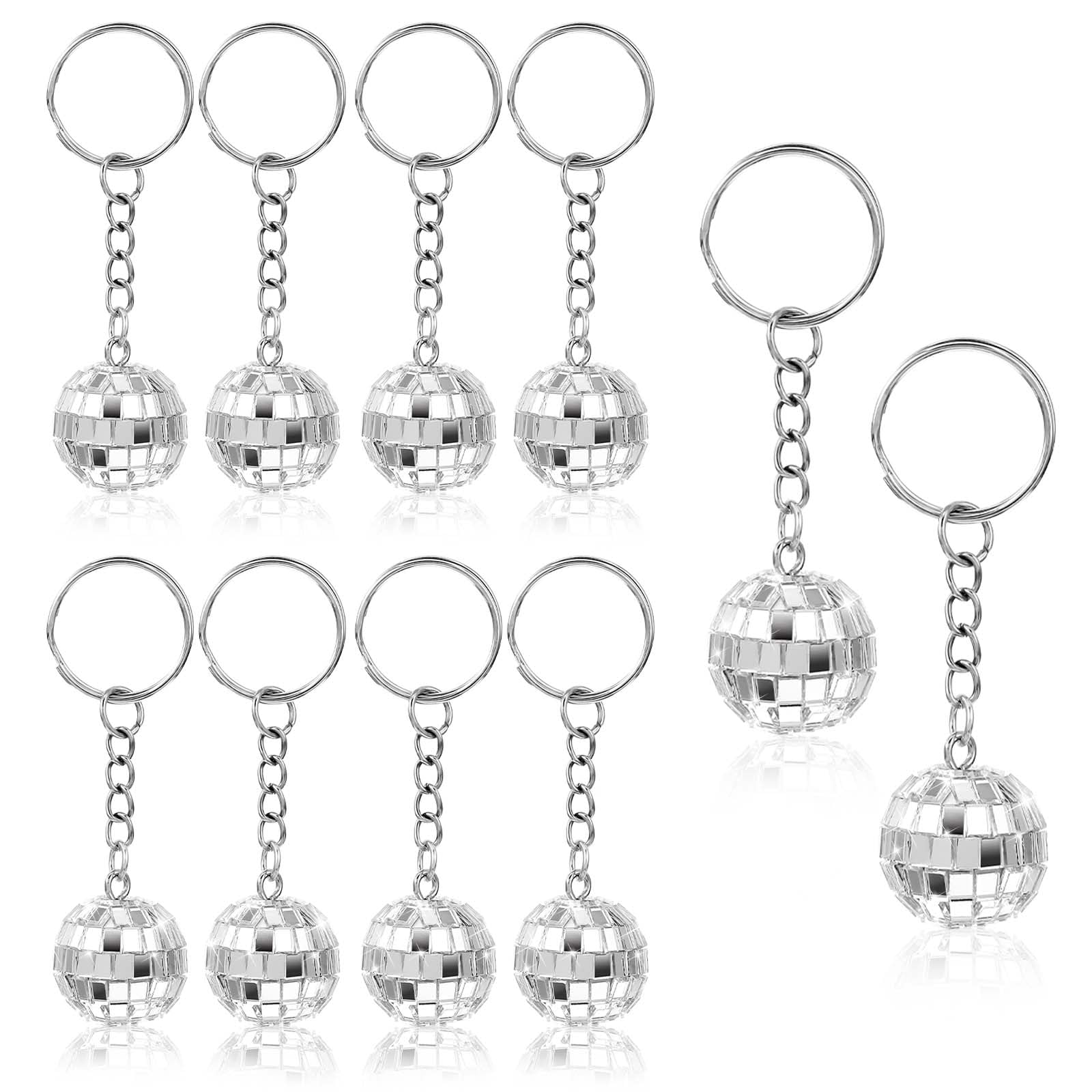 Tyqour 10Pcs Disco Ball Keychain Small Disco Balls Mini Disco Ball Party Favors Keychain Silver Disco Party Favors Supplies Accessories For 70S 80S 90S Disco Party Christmas New Year Party Decorations