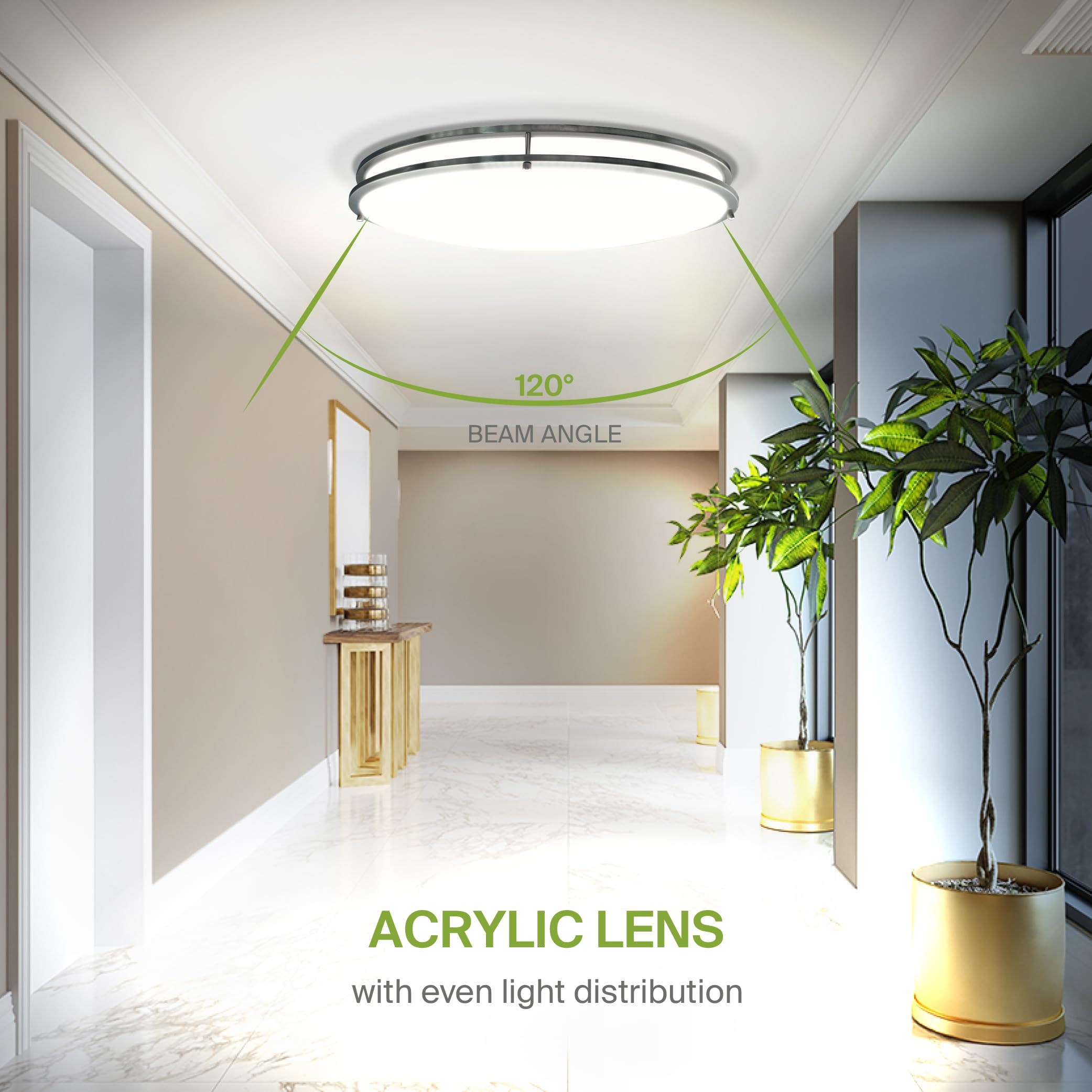 Asd Led 32 Inch Oval Flush Mount Light Fixture | 50W 3960Lm 2700K-5000K 120V | 5Cct, Dimmable, Etl Listed | Close To Ceiling Dou