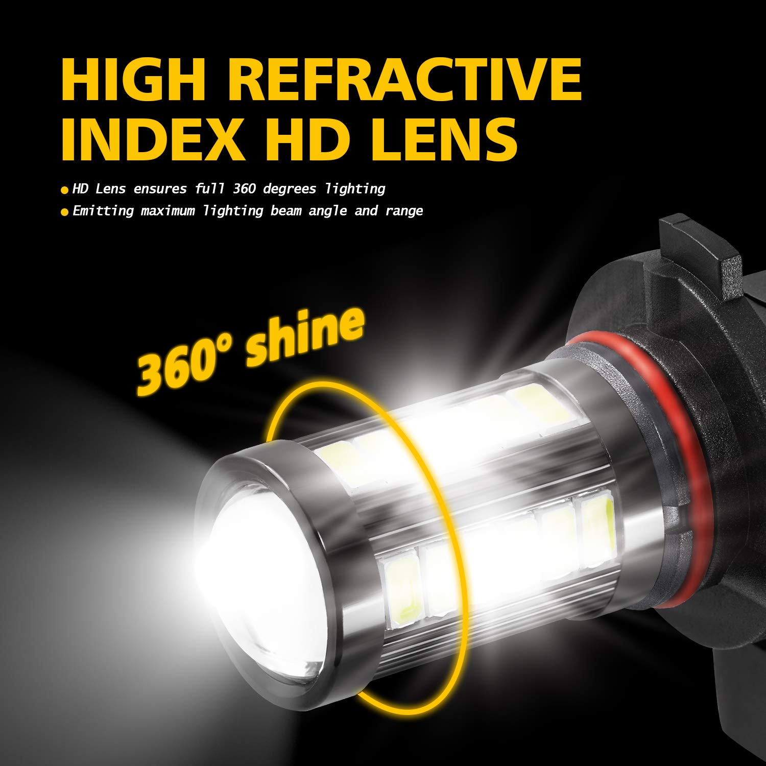 AUXLIGHT LED Fog Light Bulbs 6000K Xenon White 2800 Lumens 9006 Model AUX-9006-33SMD-2W (Pack of 2)