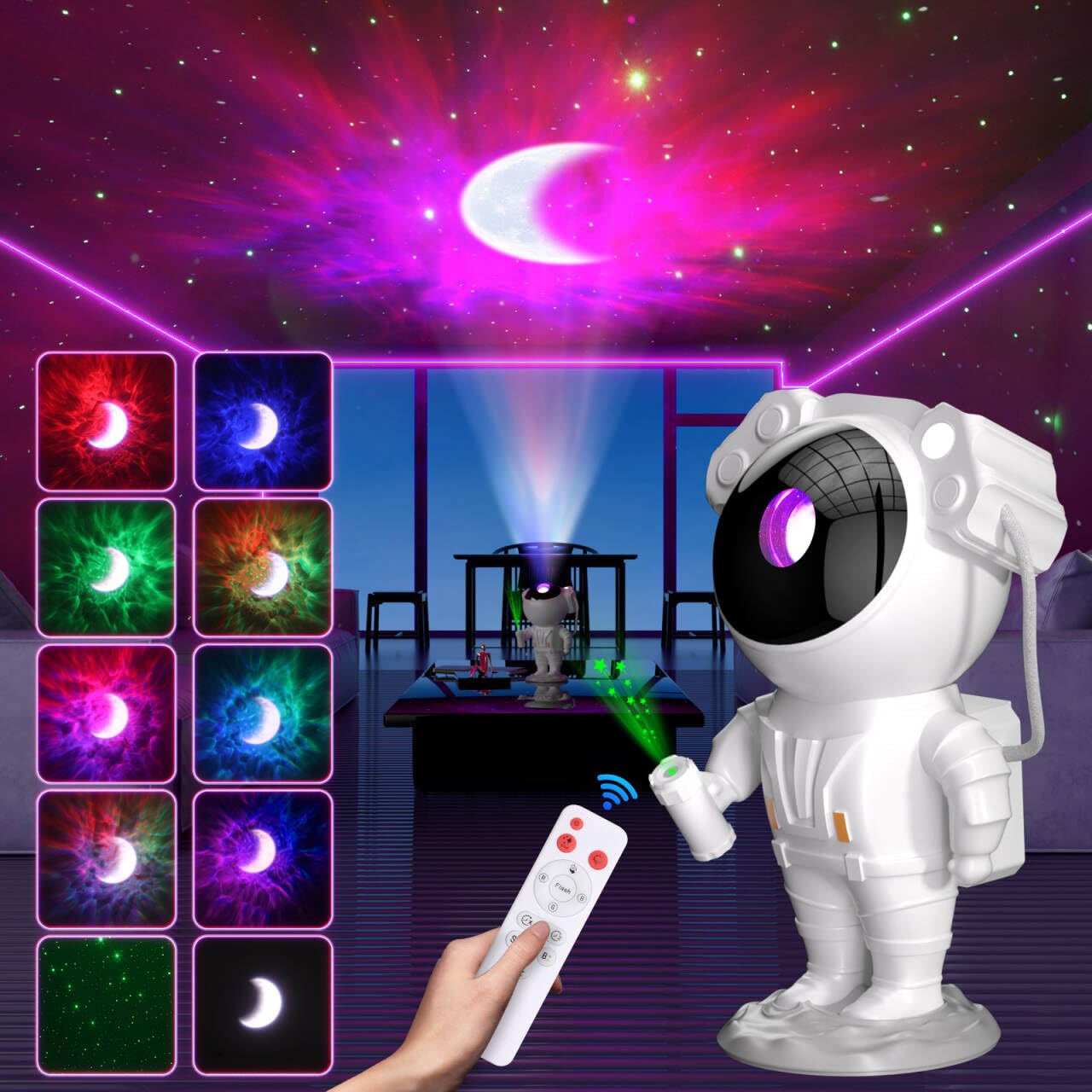 Astronaut Galaxy Projector, Star Projector LED Night Light - Starry Nebula Moon Lamp with Timer and Remote, Bedroom Decor Aesthe