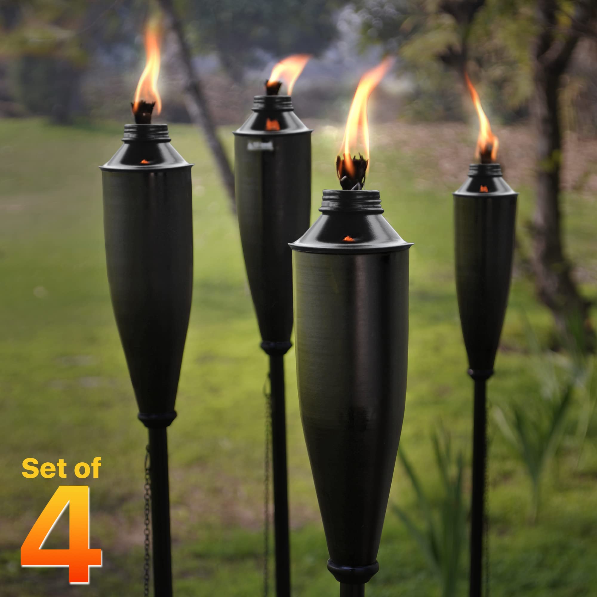 Deco Window Garden Torch Pack of 4 Citronella Metal Torches 60in Black