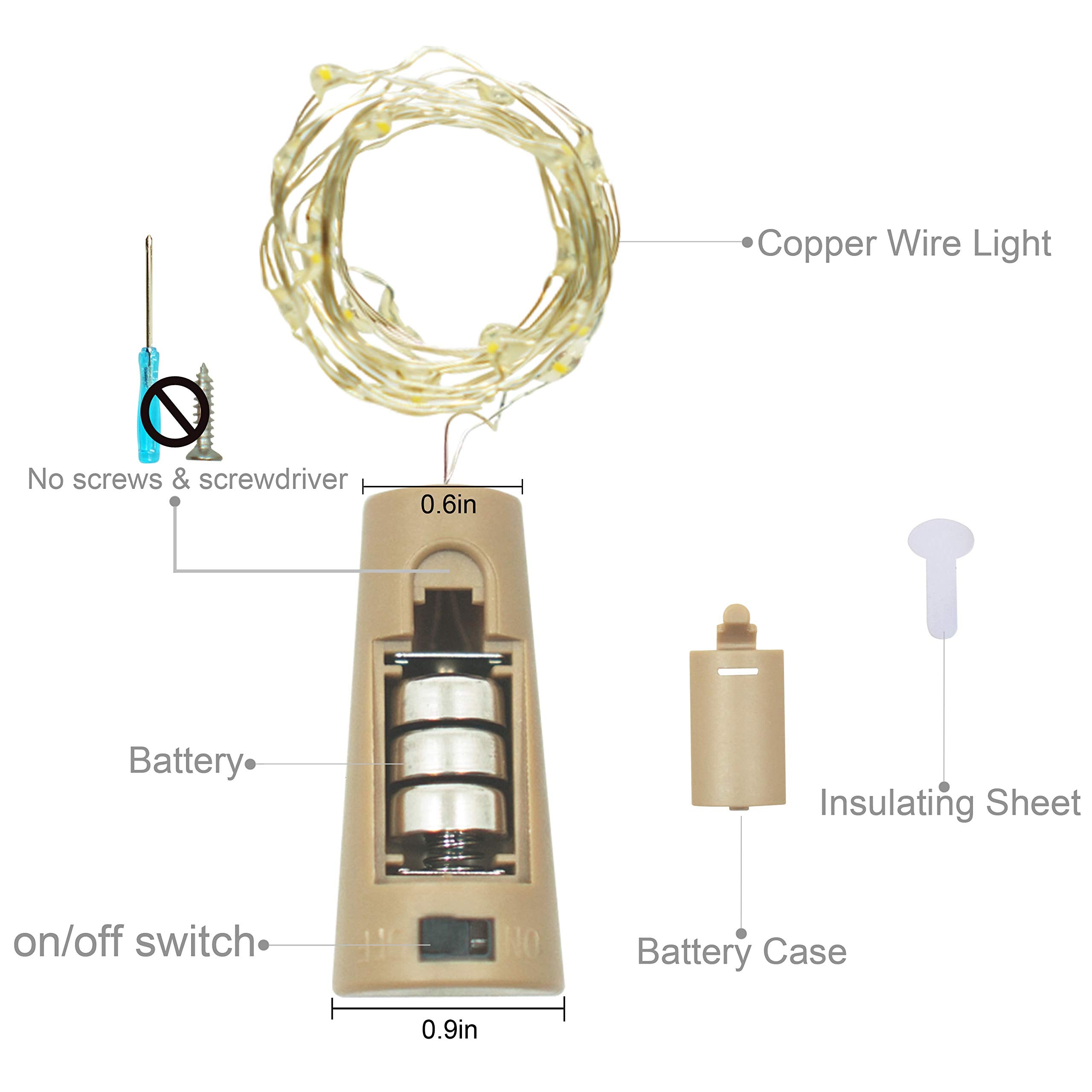 Lovenite Wine Bottle Lights With Cork, Battery Operated 20 Led Cork Shape Silver Wire Colorful Fairy Mini String Lights(No Bottles) For Diy, Party, Decor, Christmas, Halloween,Wedding (3, Purple)