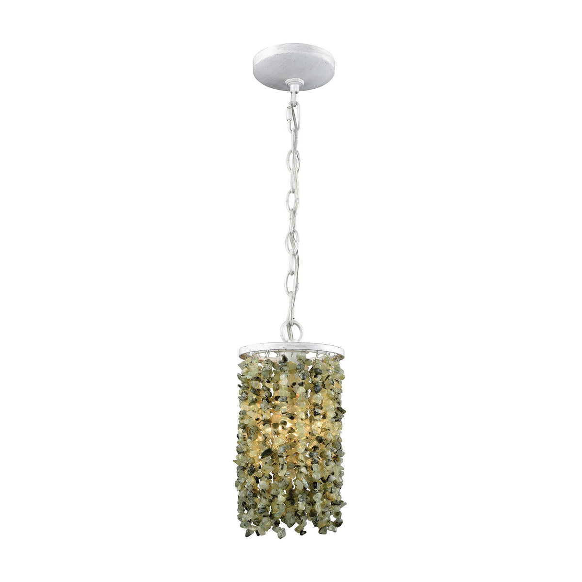 Elk Home Agate Stones 1-Light Mini Pendant, 6&quot; Wide, Bronze Metal, Beige