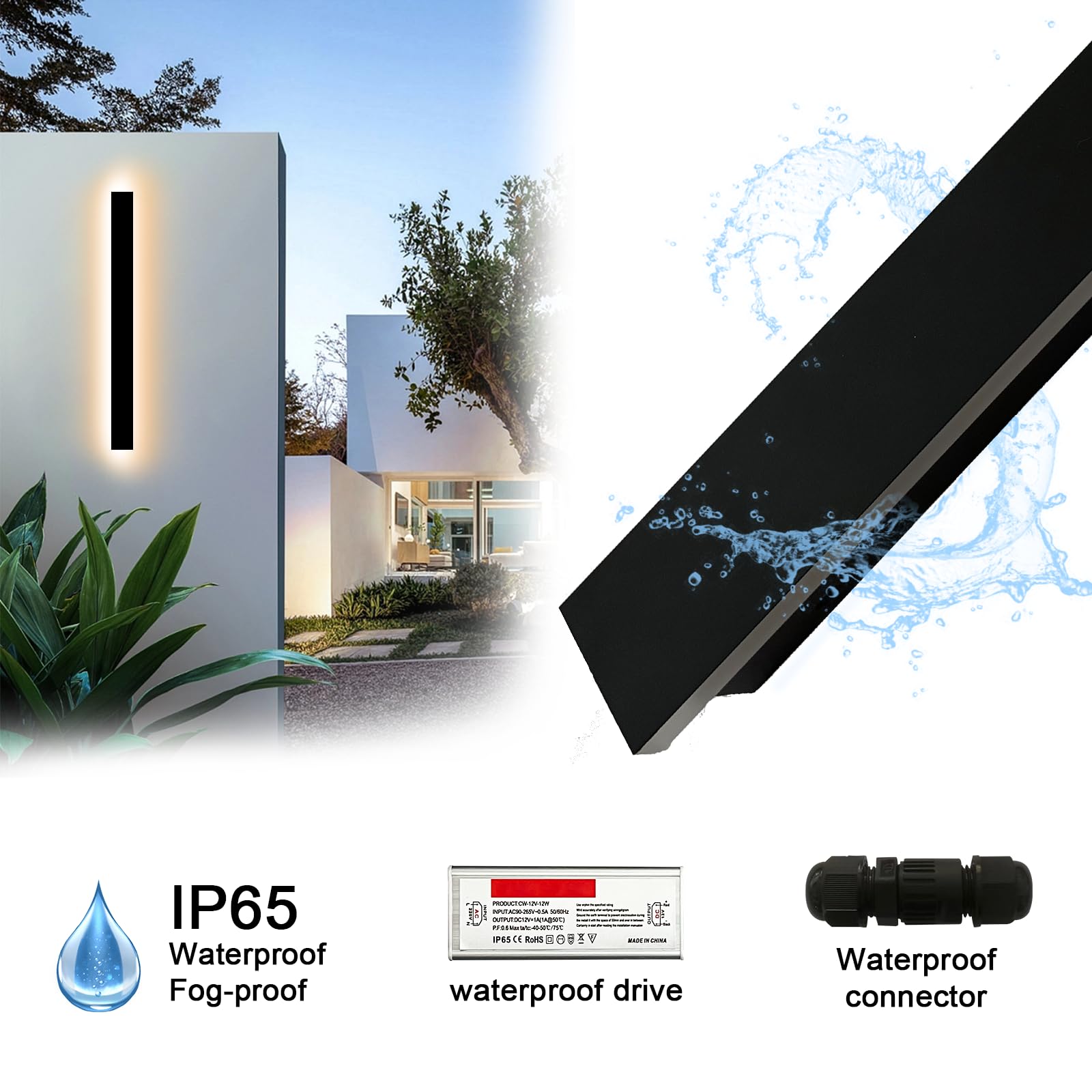 Sjiguangz 2 Pack 24 Inch Long Outdoor Modern Led Wall Lights, 3000K Black Modern Wall Sconce, Waterproof Ip65 Long Wall Light Fi
