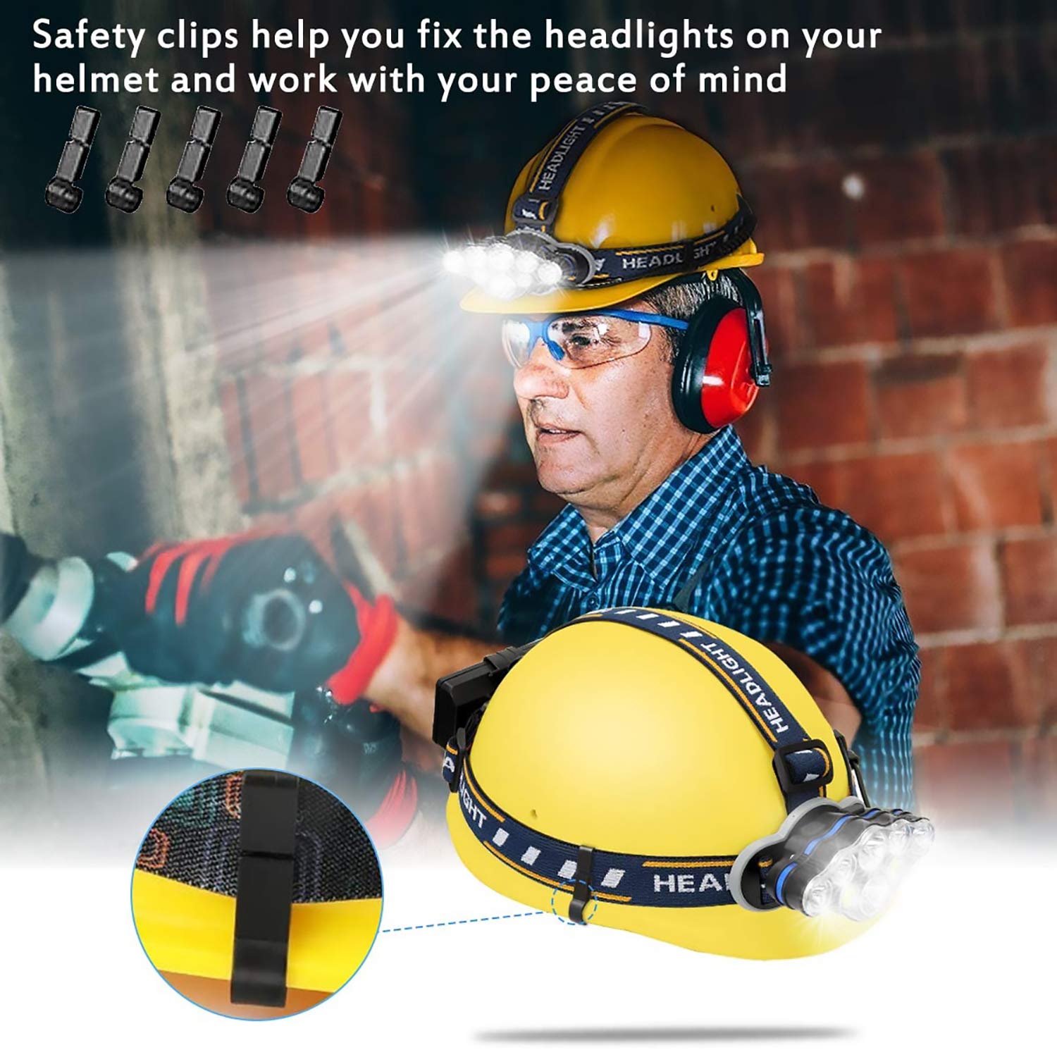 Ochter Rechargeable Headlamp - 18000 Lumen, 8 LED, 8 Modes, Waterproof, USB, Ideal for Camping, Cycling, Running, Fishing