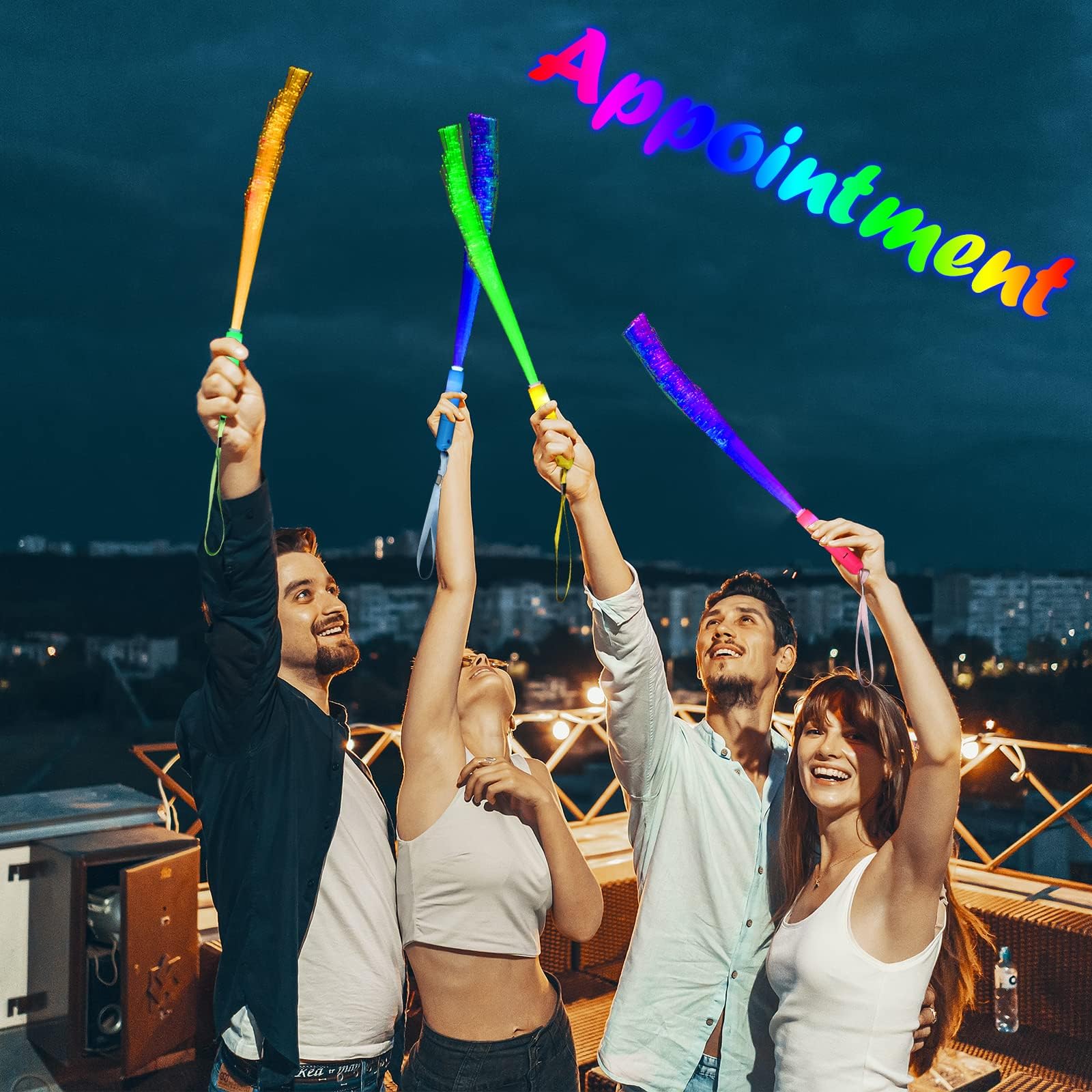 Bouquw 50 Pack Glow Sticks Mardi Gras Party Supplies ,3 Models Flashing Sticks, Fiber Optic Wands Light Up Sticks Fit New Years