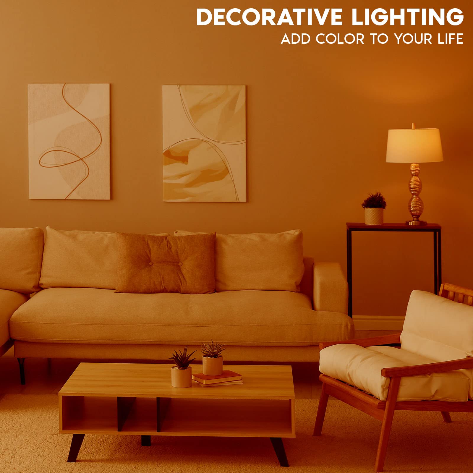 Luxrite E12 Led Filament Orange Light Bulb, 4.5W (40W Equivalent), Colored Glass Candelabra Bulb, Ul Listed, E12 Base, Indoor Ou
