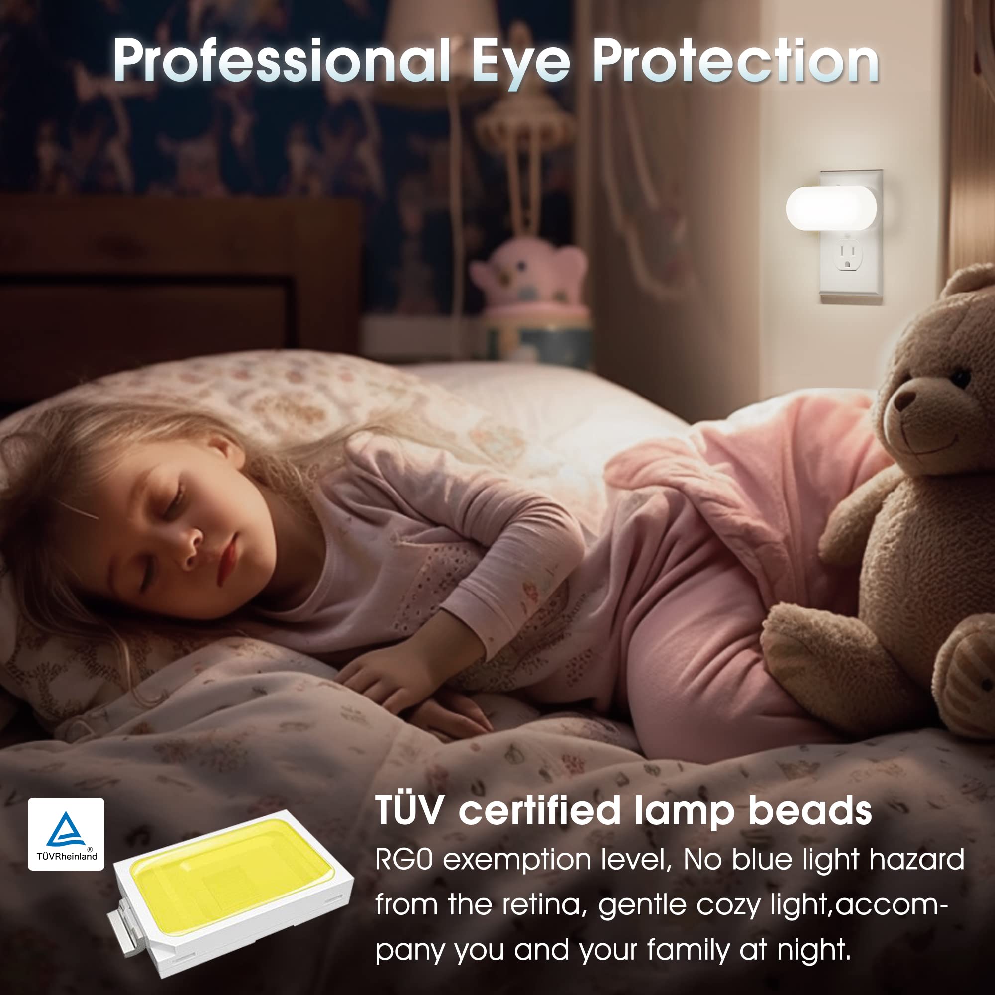 DORESshop Night Lights, Dimmable LED, 4 Packs, Daylight White, Model D-NL00703DG-4N, Plug into Wall, Ideal for Kids Room, Bathroom,