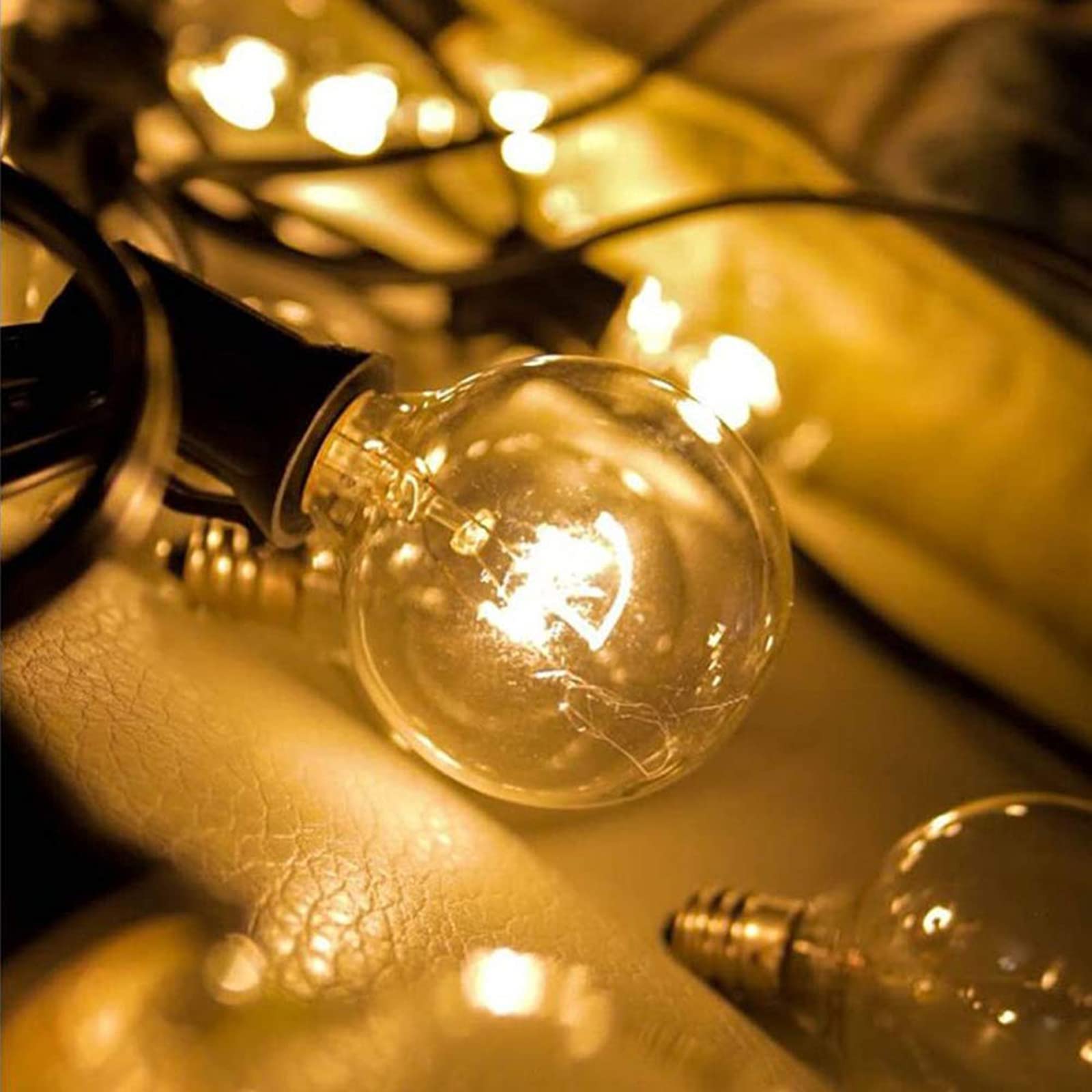 GOOTHY G40 Outdoor Globe String Lights, 25FT, Black Wire, 27 Incandescent Bulbs, UL Listed for Indoor Outdoor Use