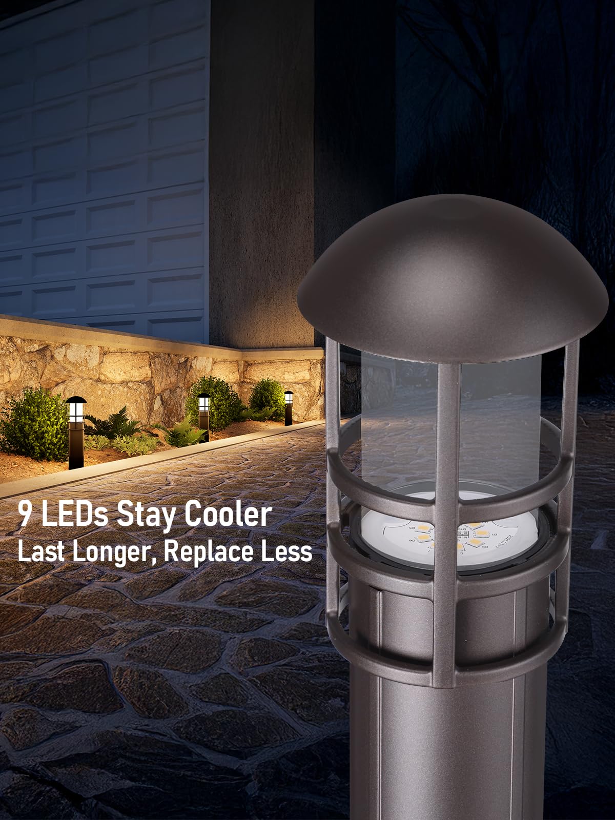 LEONLITE Low Voltage Pathway Lights, 3W 12V AC/DC, IP65, Oil Rubbed Bronze, Warm White 3000K, Pack of 6, Model A