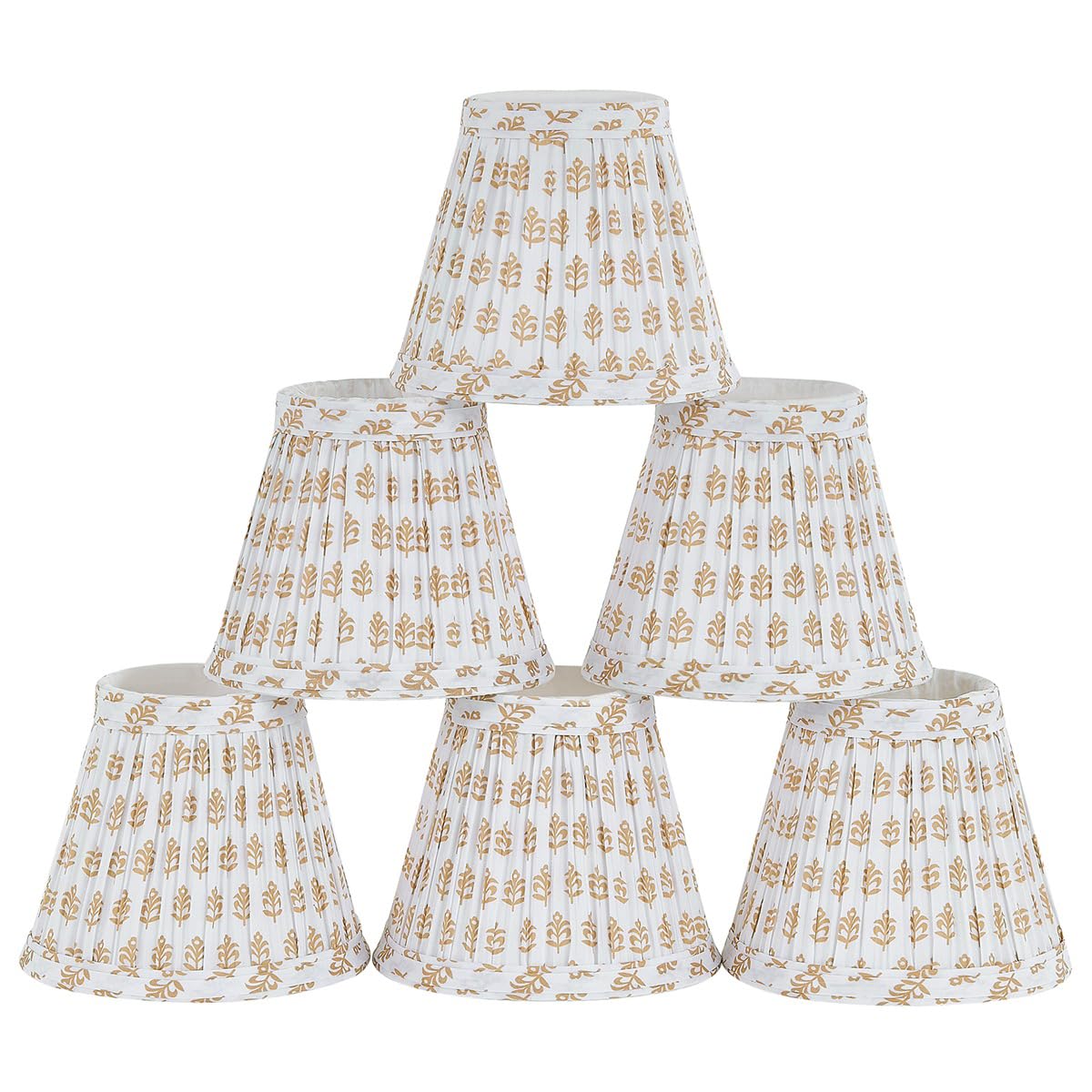 Chandelier Shades Set Of 6 Mini Lamp Shade 3 Top x 5.5 Bottom x 4.7 Slant  Small Lamp Shades Clip On Bulb Pleated Chandelier Lamp Shades Fabric Lampshades That Attach To The Bulb(Brown Floral)