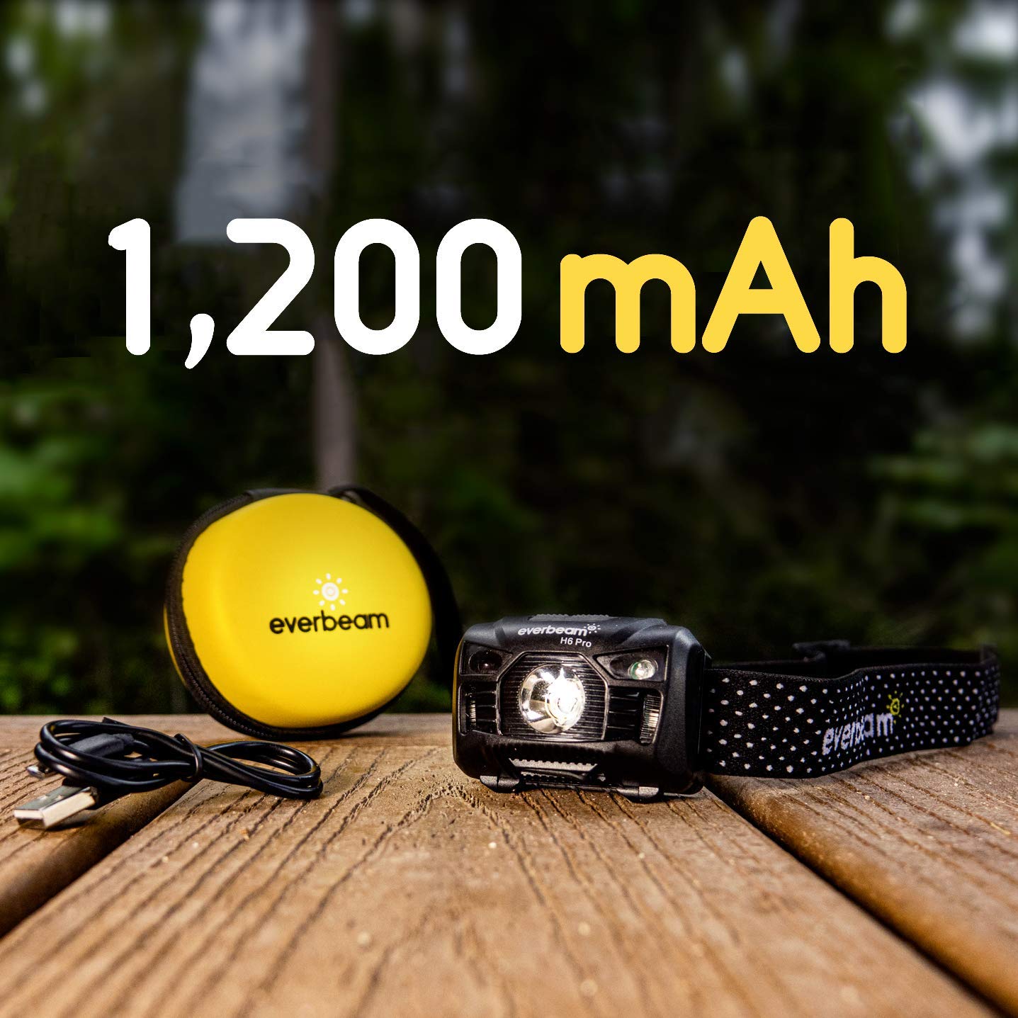 Everbeam H6 Pro LED Headlamp - 650 Lumen, Motion Sensor, USB Rechargeable, Pack of 2, Black, Model H6PRO-BLACK
