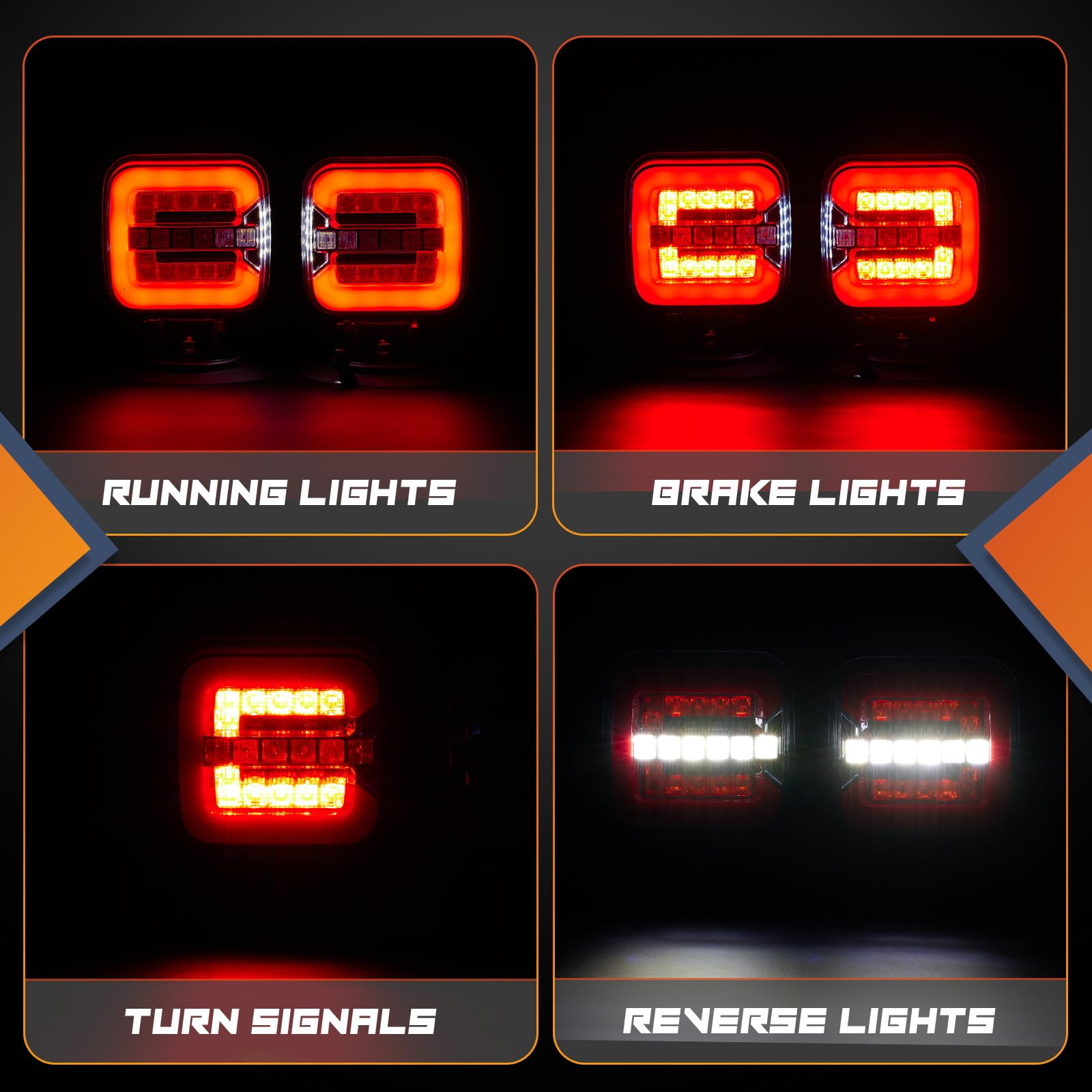inhtgeas Wireless Trailer Lights - Adjustable Magnetic Tow Light Kit, Rechargeable, Red, Model WTL_5023, for Trucks, Boats, RVs, Caravans