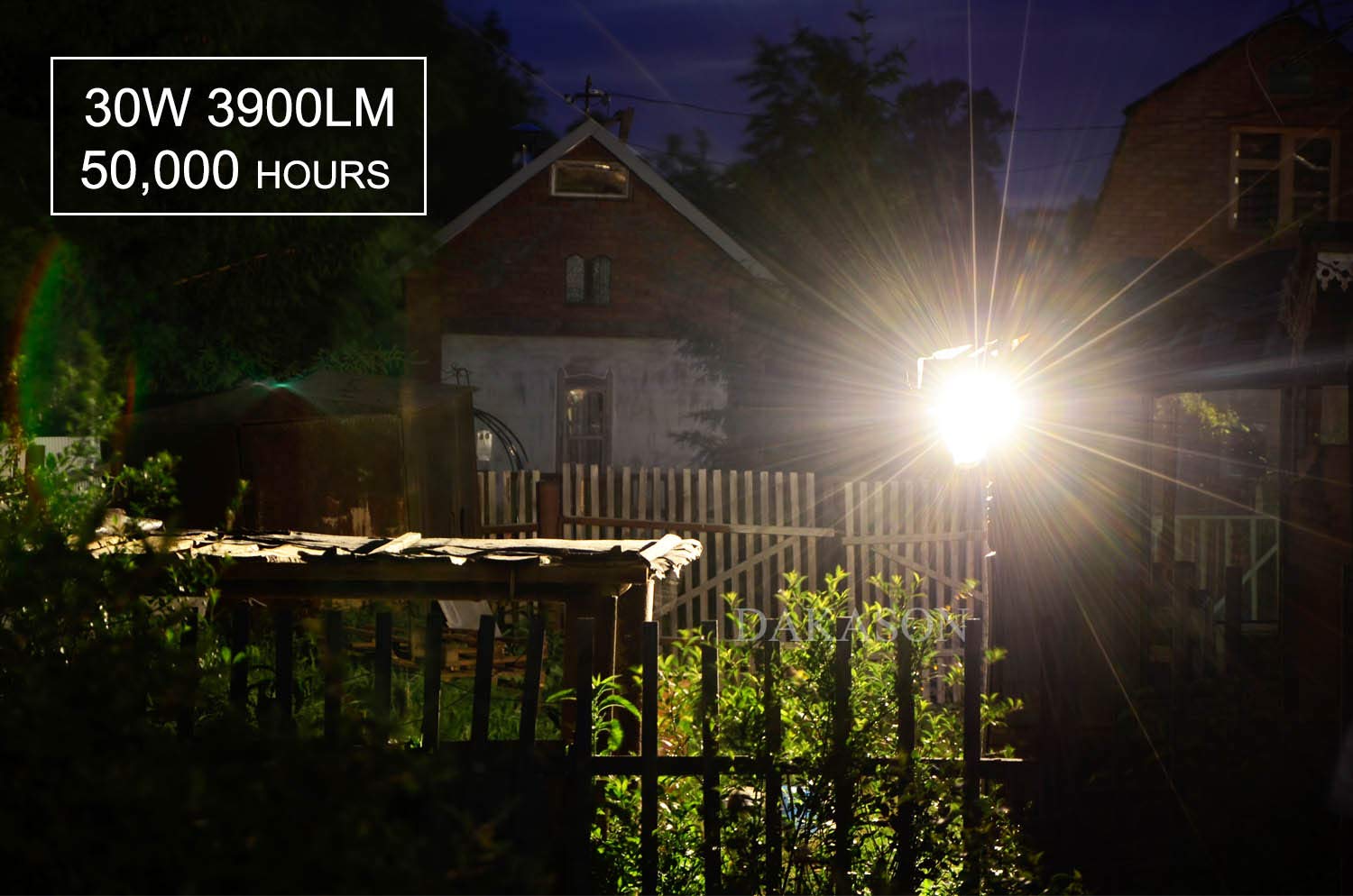 DAKASON 30W LED Flood Light, Dusk-to-Dawn, 3600LM, IP65 Waterproof, 4 Pack, Bronze-grey, Model FL-30C2-50-D