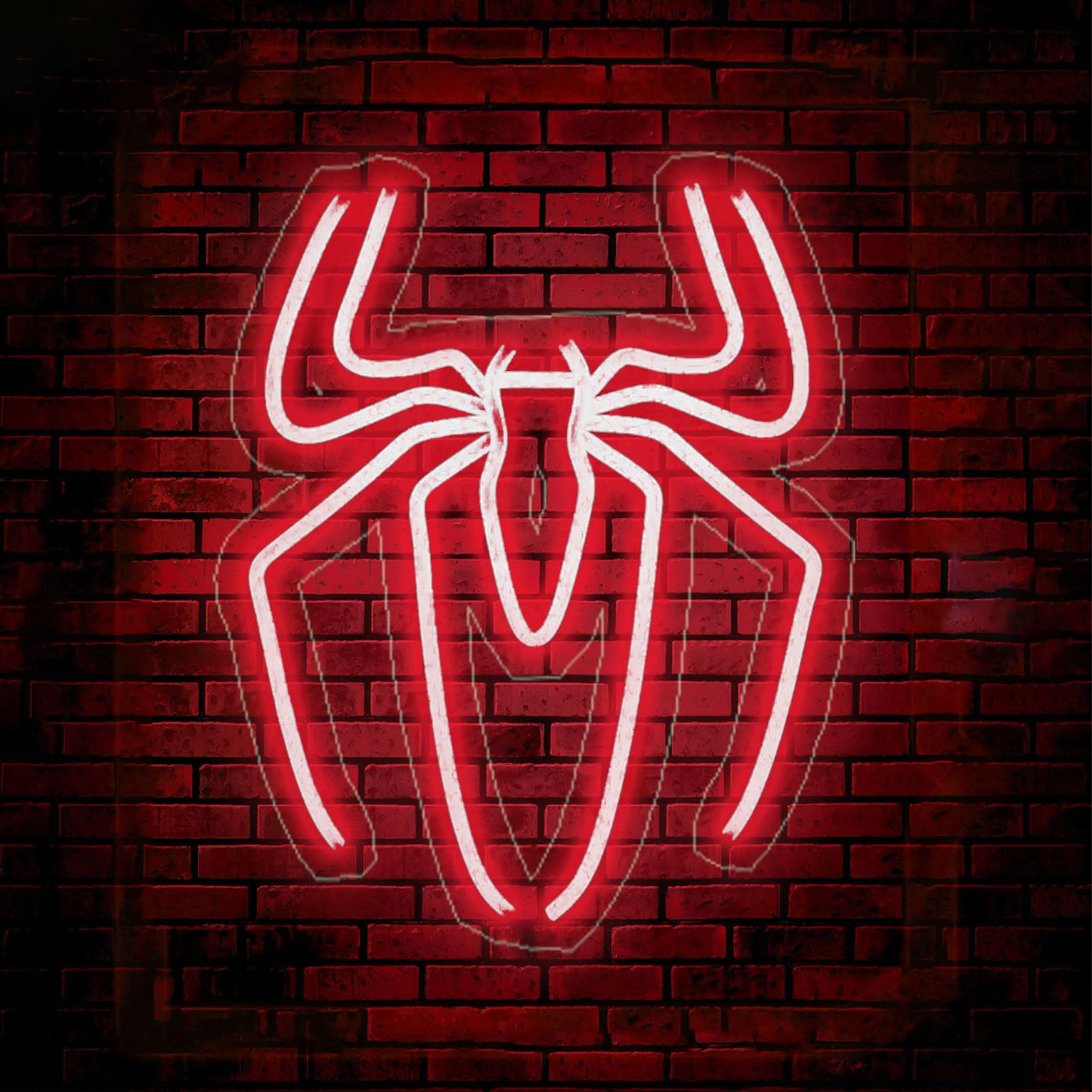Spider Anime Room Decor Neon Sign - 3 Brightness Adjustments USB Powered Cute Spider Lamp for Boys Bedroom Wall Night Light, Happy Birthday Gift for Kids, Halloween Decoration (Red)