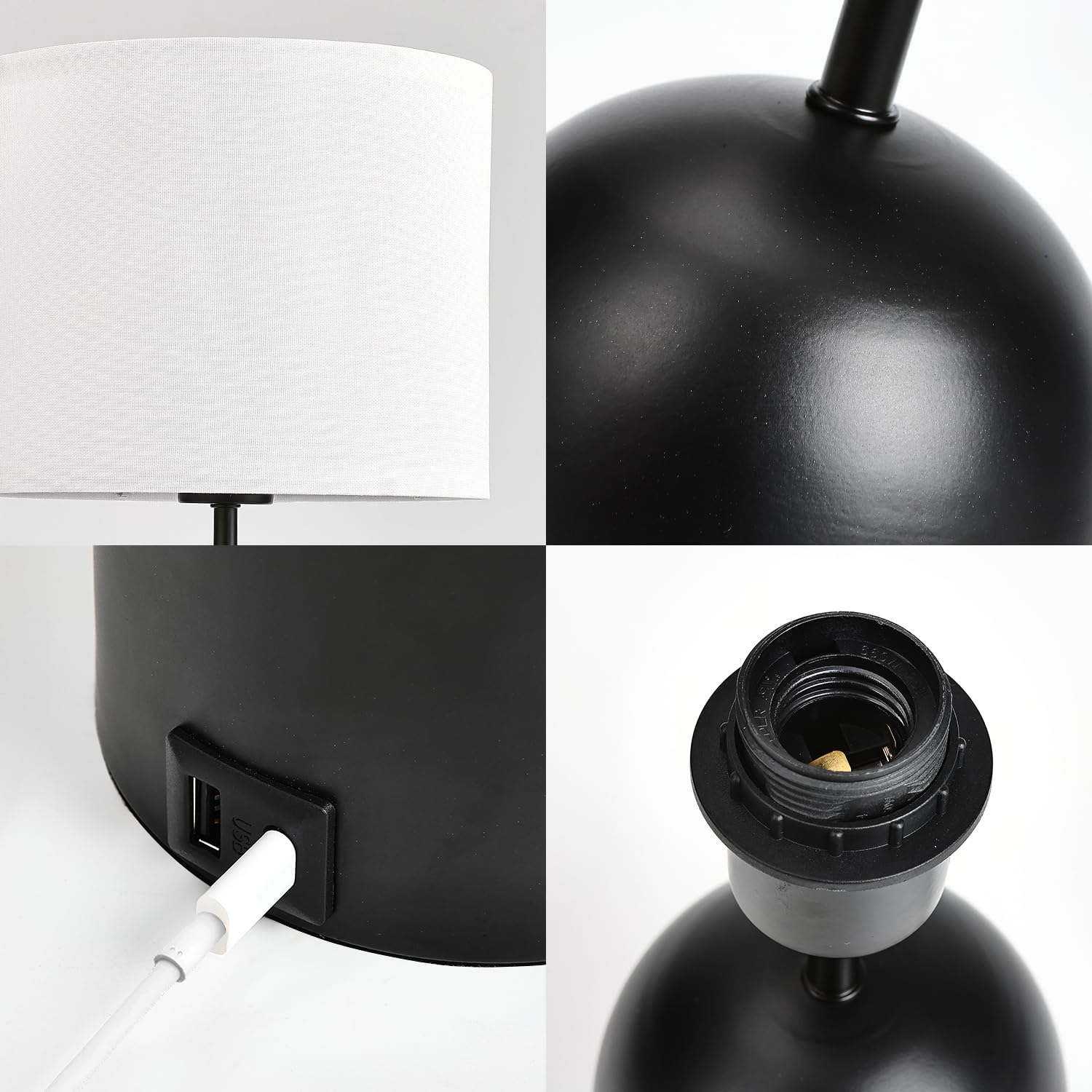 Momyofdy Bedroom Table Lamps Touch Control Bedside Lamps Set Of 2 Dimmable Lamps For Nightstand Small Modern Table Lamp Black& W