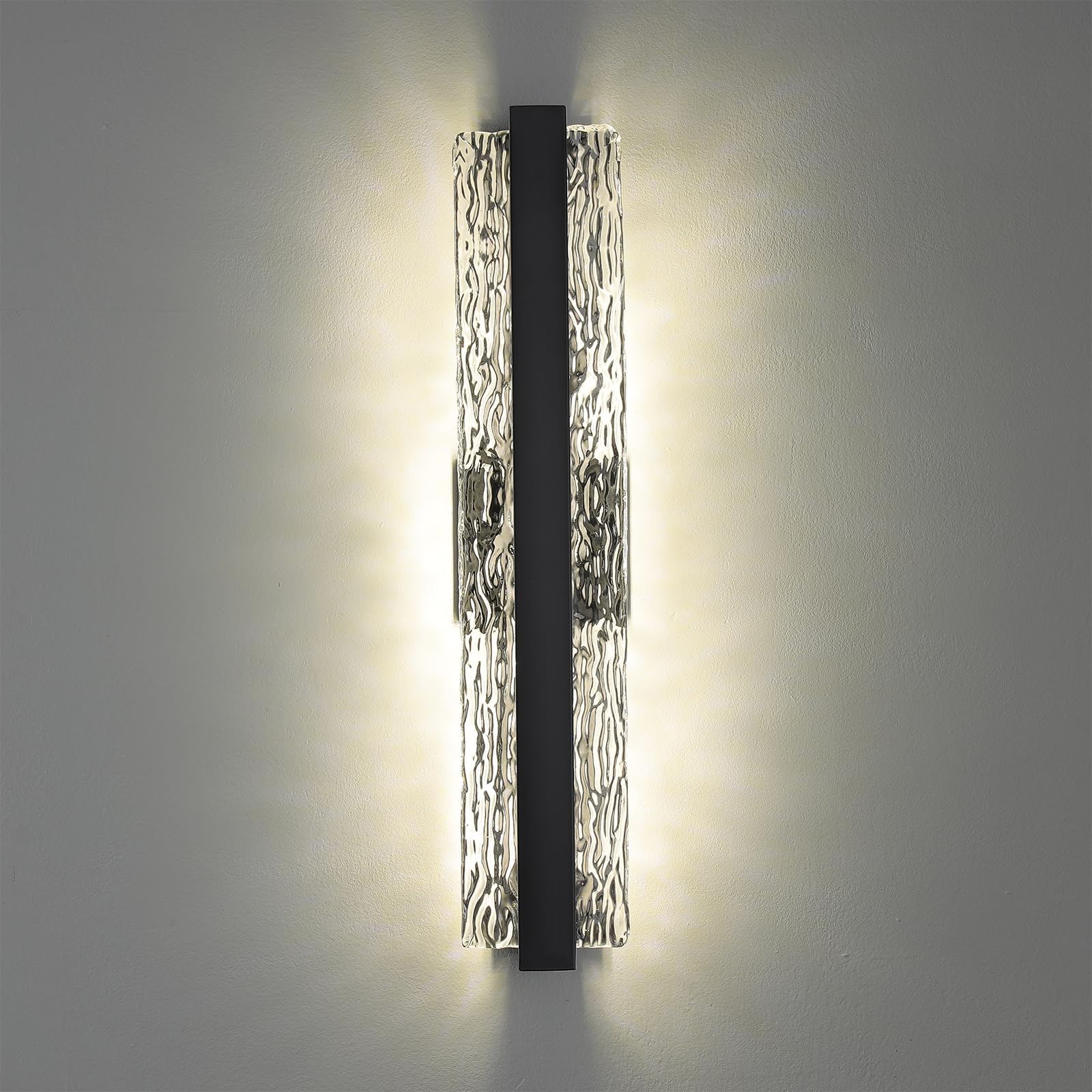 Faziyo Modern Crystal Wall Sconce, 24 Inch, Black, Hardwired, Dimmable, Metal, Model 9205