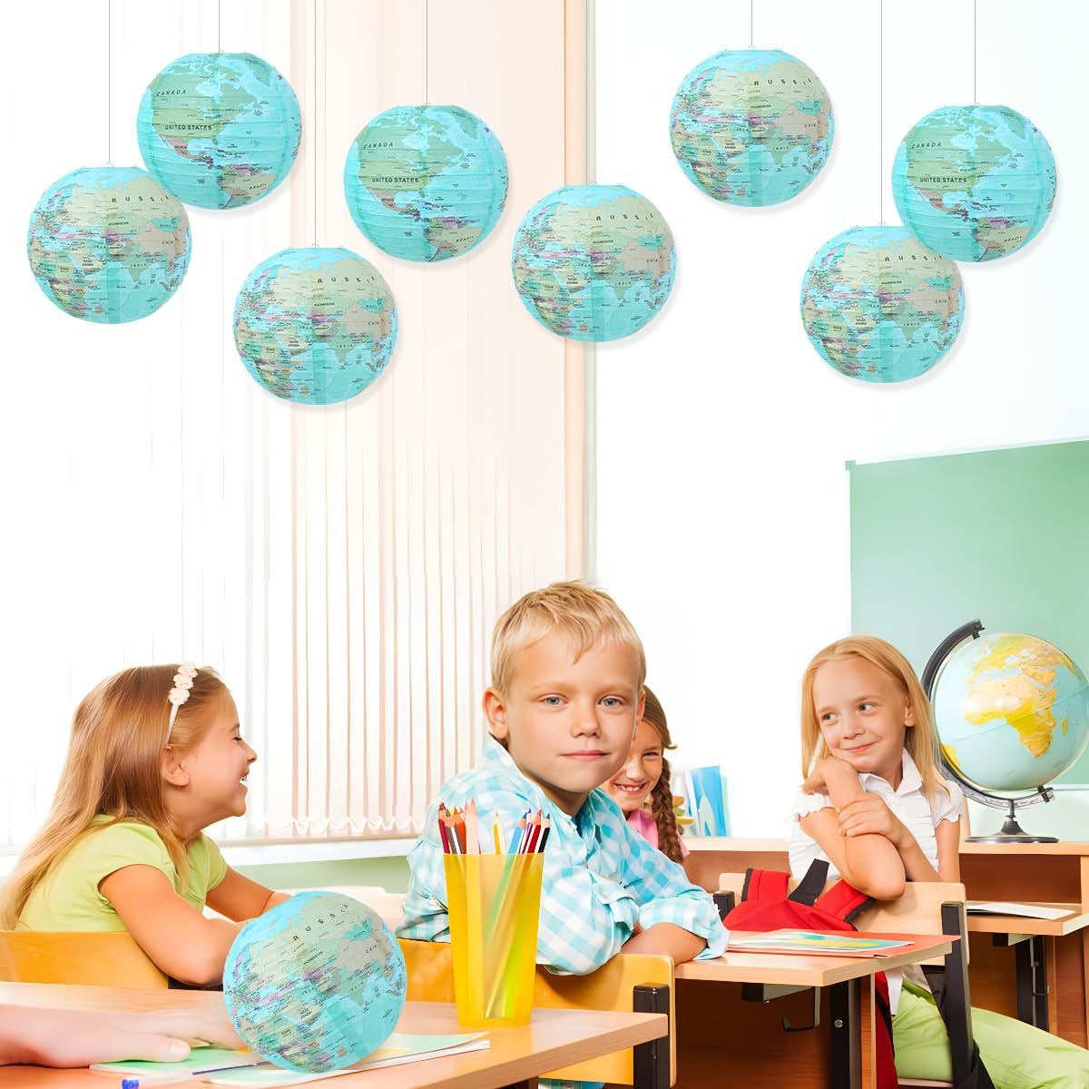 Yunxuan World Globe Paper Lanterns Party Decorations Around The World Earth Day Travel Themed Party Back To School Decorations W