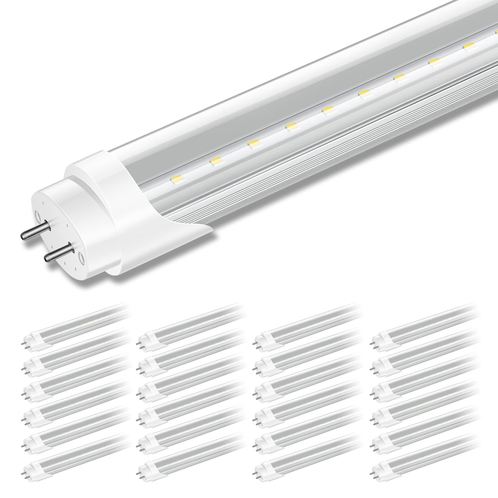 Marxlait 24 Pack T8 Led Bulbs 4 Foot, Daylight 6000K, 40 Watt Equivalent, Ballast Bypass, Dual Ended Type B Light Tube, Led Fluo