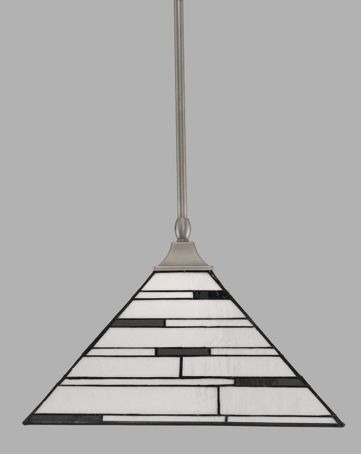 Toltec Lighting 13-Bn-952 Stem Hung Pendant With Square Fitter With 14&quot; Pearl Ebony Tiffany Glass, Brushed Nickel Finish
