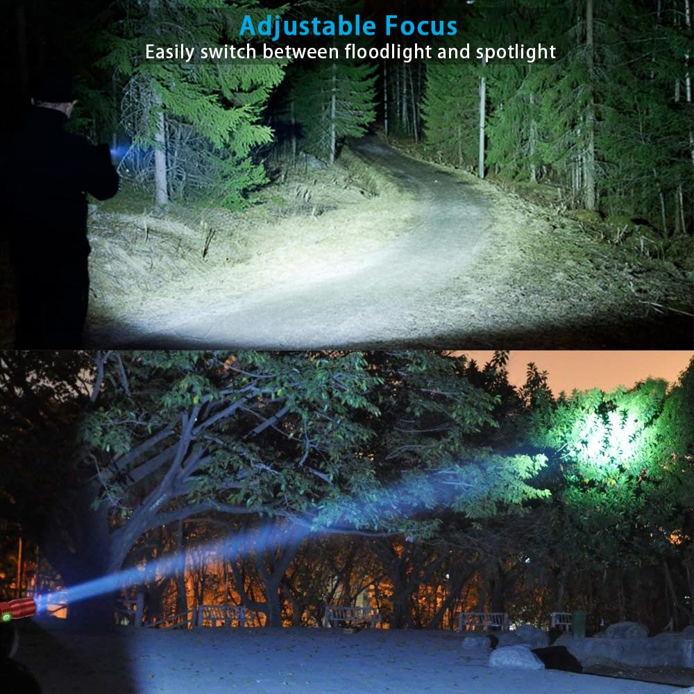 Spriak UV Flashlight Rechargeable 3-in-1 Tactical LED Torch, Zoomable, Waterproof, Red, Model Spriak-USB016-2PACKRED, 2 Pcs