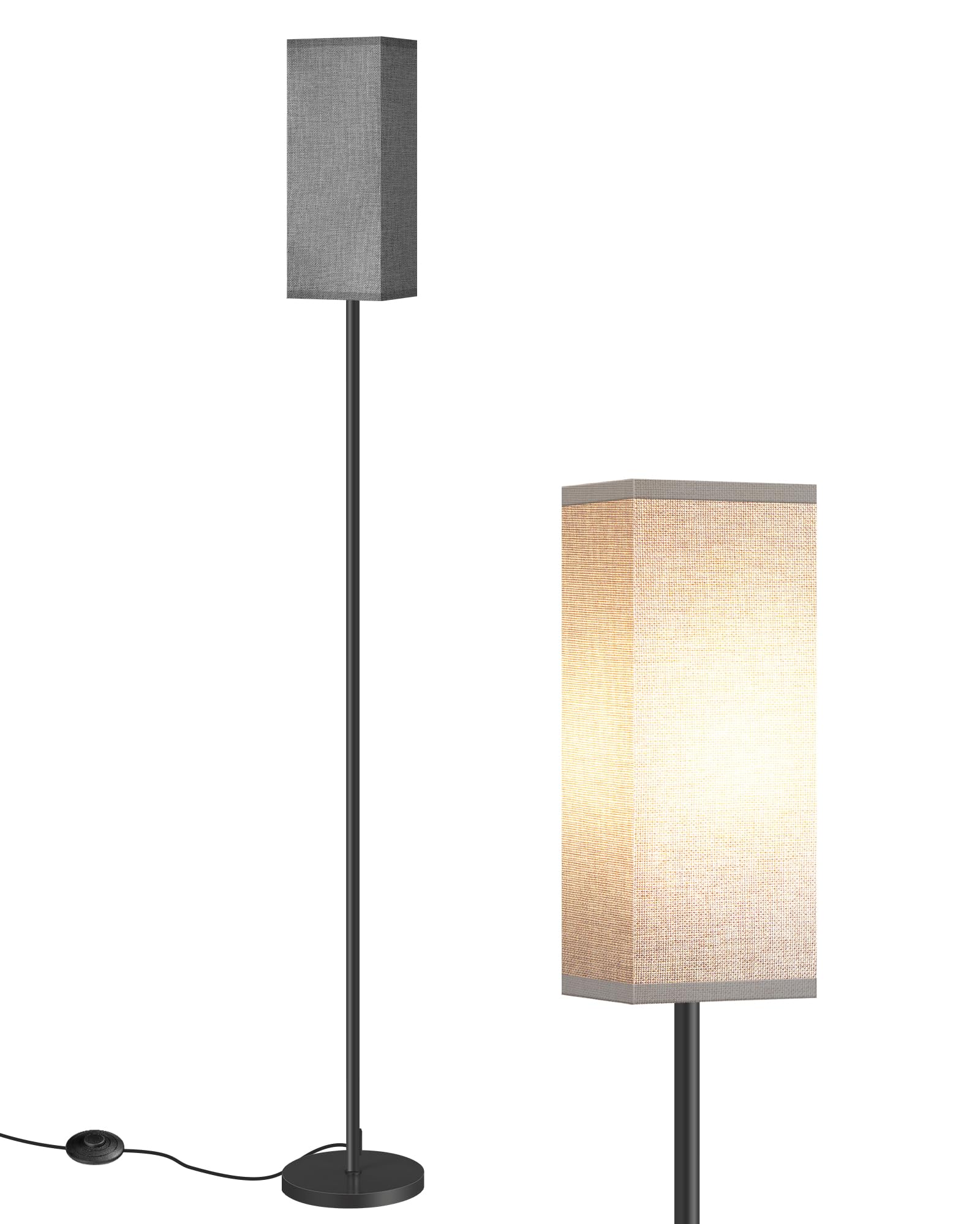 Goebleson Modern Floor Lamp With Foot Switch, Minimalist Standing Lamp For Living Room & Office, Black/Gray