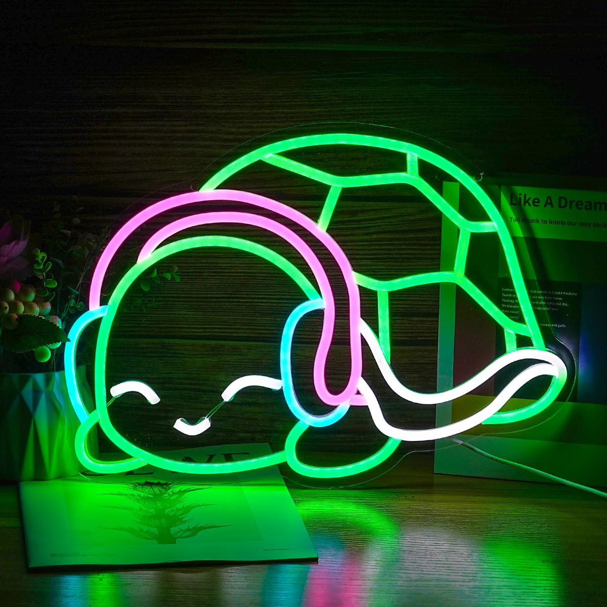 Neon Turtle Sign LISIGNVE Turtle Neon Sign - Dimmable LED Wall Light Art, 16.1 x 11.4 i ...