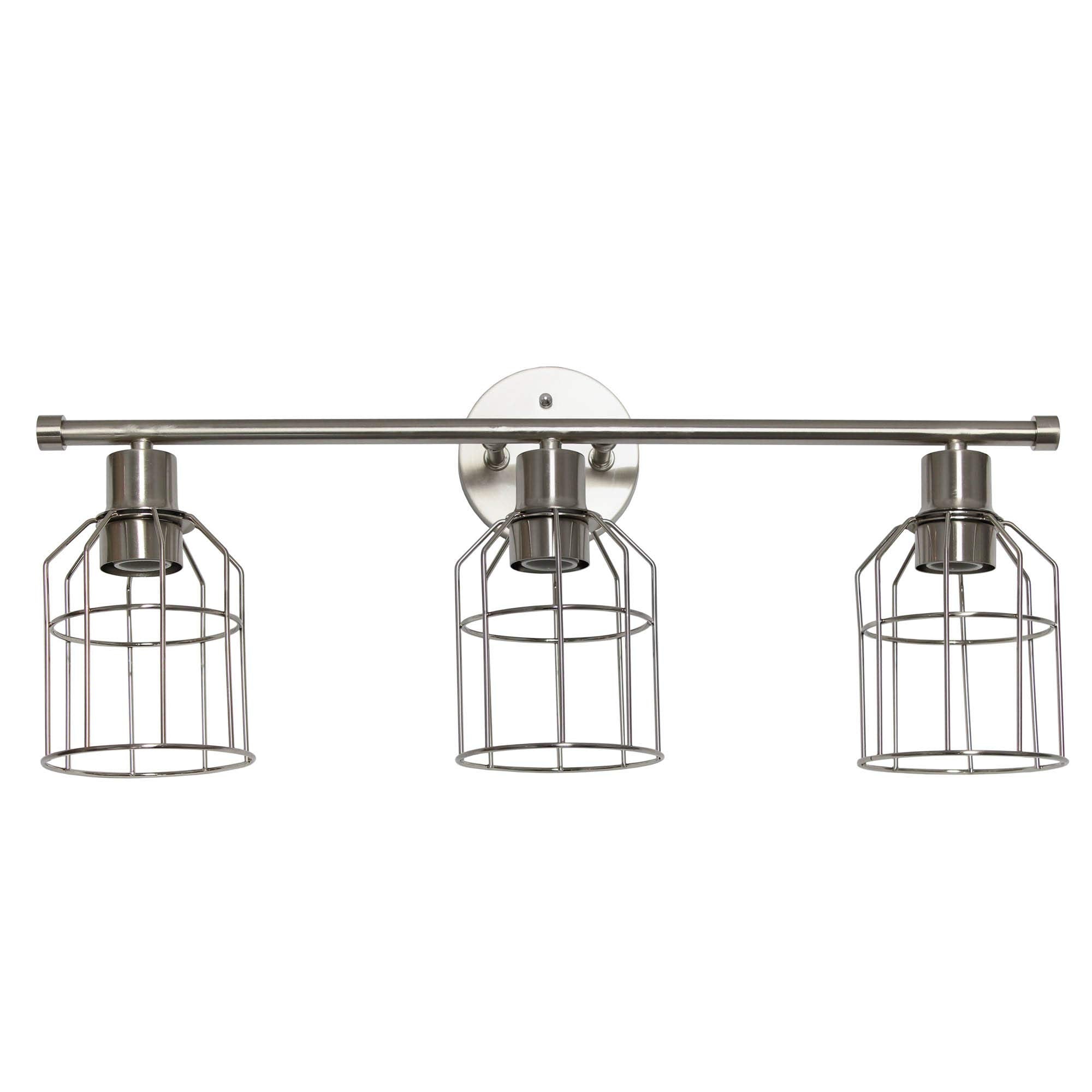 Lalia Home Industrial Bathroom Vanity Light, Brushed Nickel Wire Cage Shade