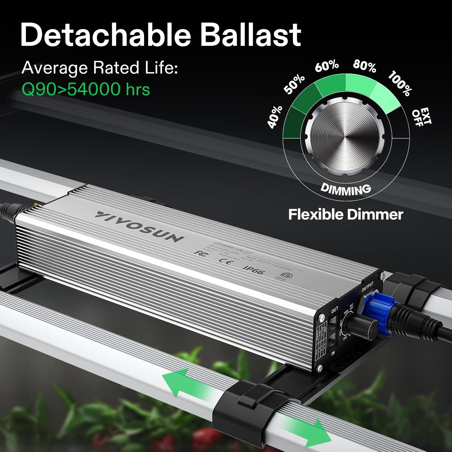 VIVOSUN VSFL4300 430W Bar LED Grow Light, Foldable & Dimmable, Full Spectrum, Silver/Black, 4 Bars for Indoor Plants