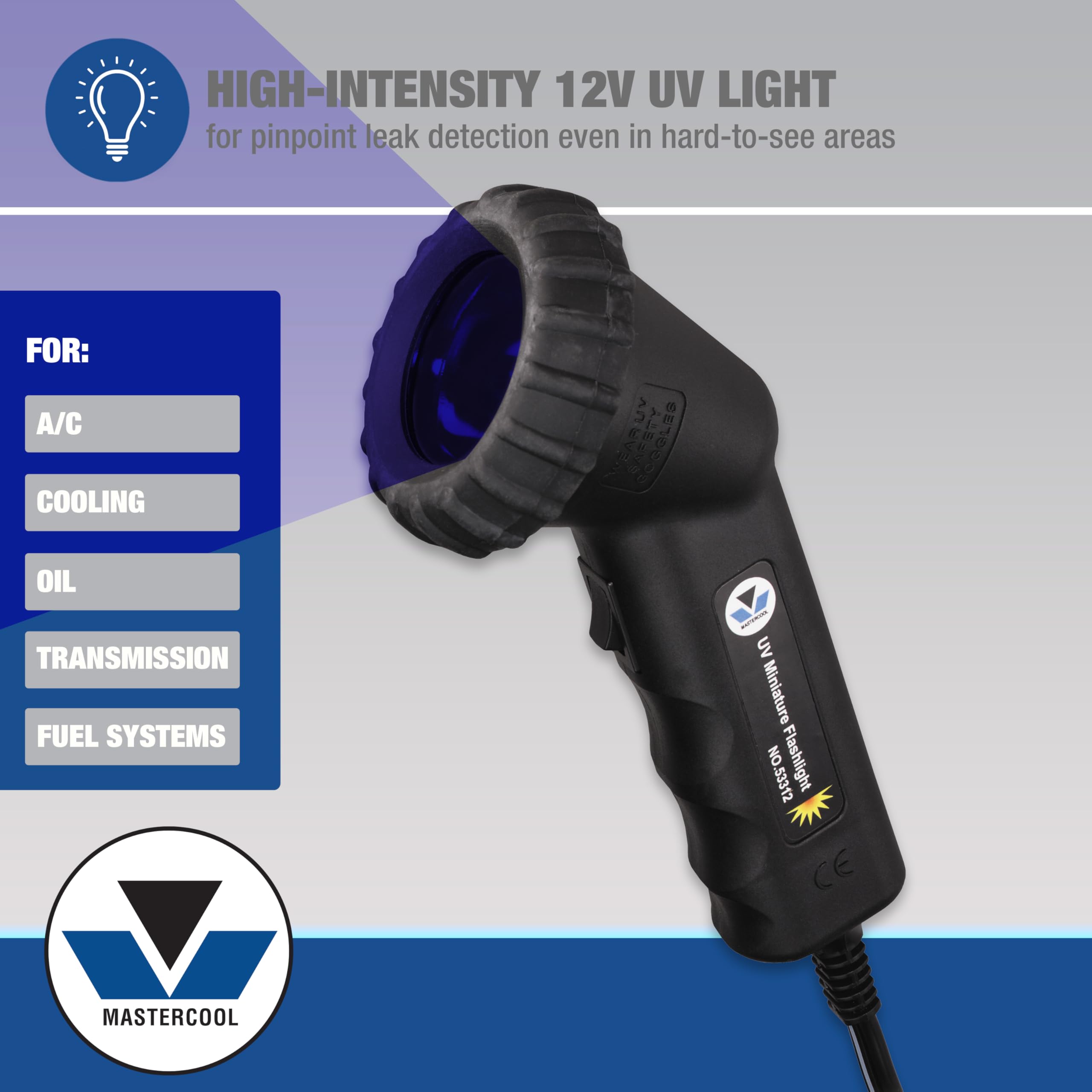Mastercool 53312 50 Watt UV Light, 12 Volt, Black, 1 Count