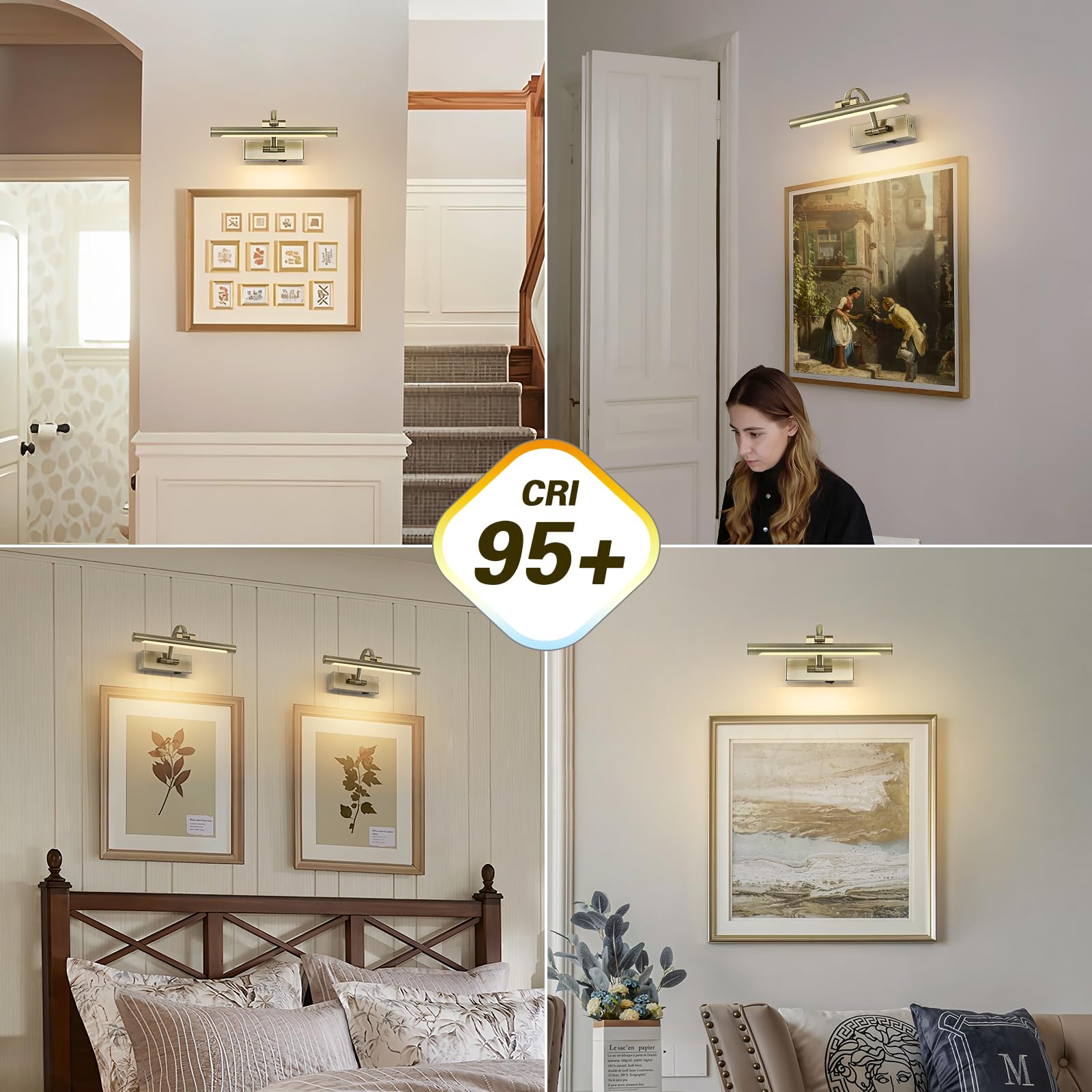 DESOOP Wireless Picture Light 12" Adjustable Art Light, Antique Bronze, Rechargeable with Remote & Timer, Model 7115