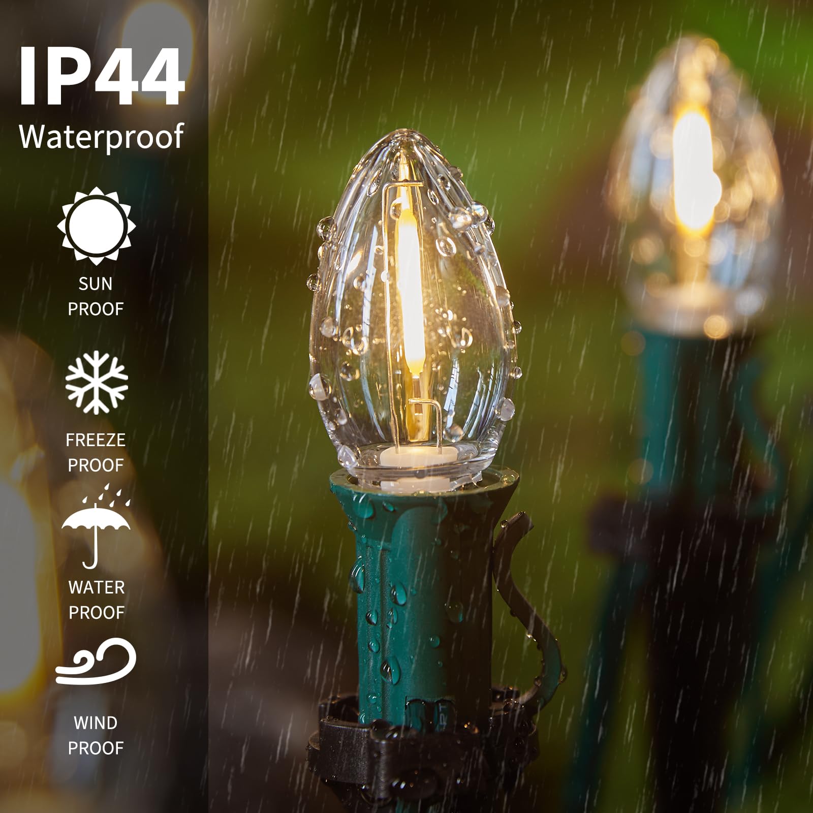 100 Pack C7 Warm White Led Christmas Lights Bulb Replacement Light Bulbs, E12 Candelabra Base, Commercial Grade Holiday Bulbs Fo