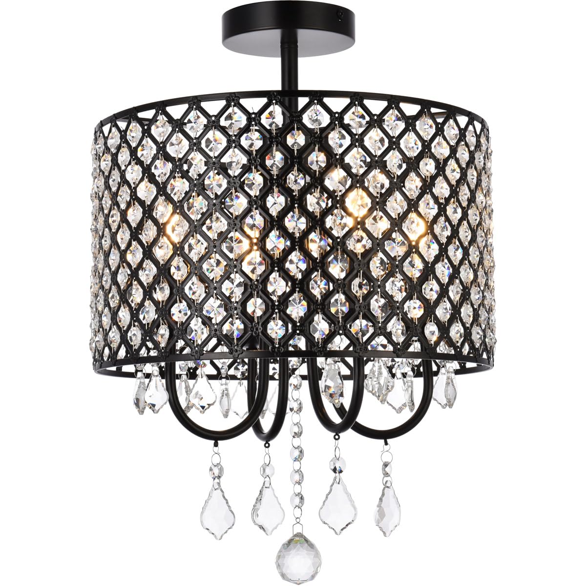 Living District Elise 4-Light Transitional Metal Flush Mount in Black Finish