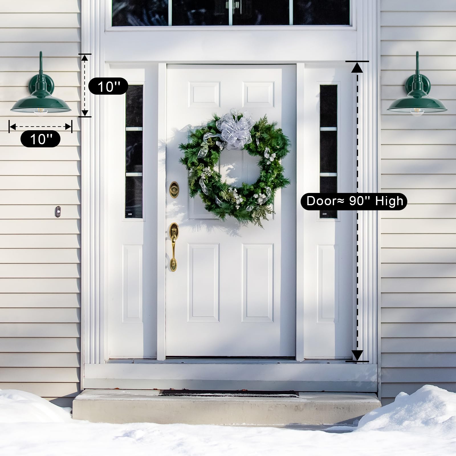 GOALPLUS 10" Dome Gooseneck Barn Light Fixture - Green Metal Outdoor Sconce for Porch, Yard, Garage, Model LM2201-GR