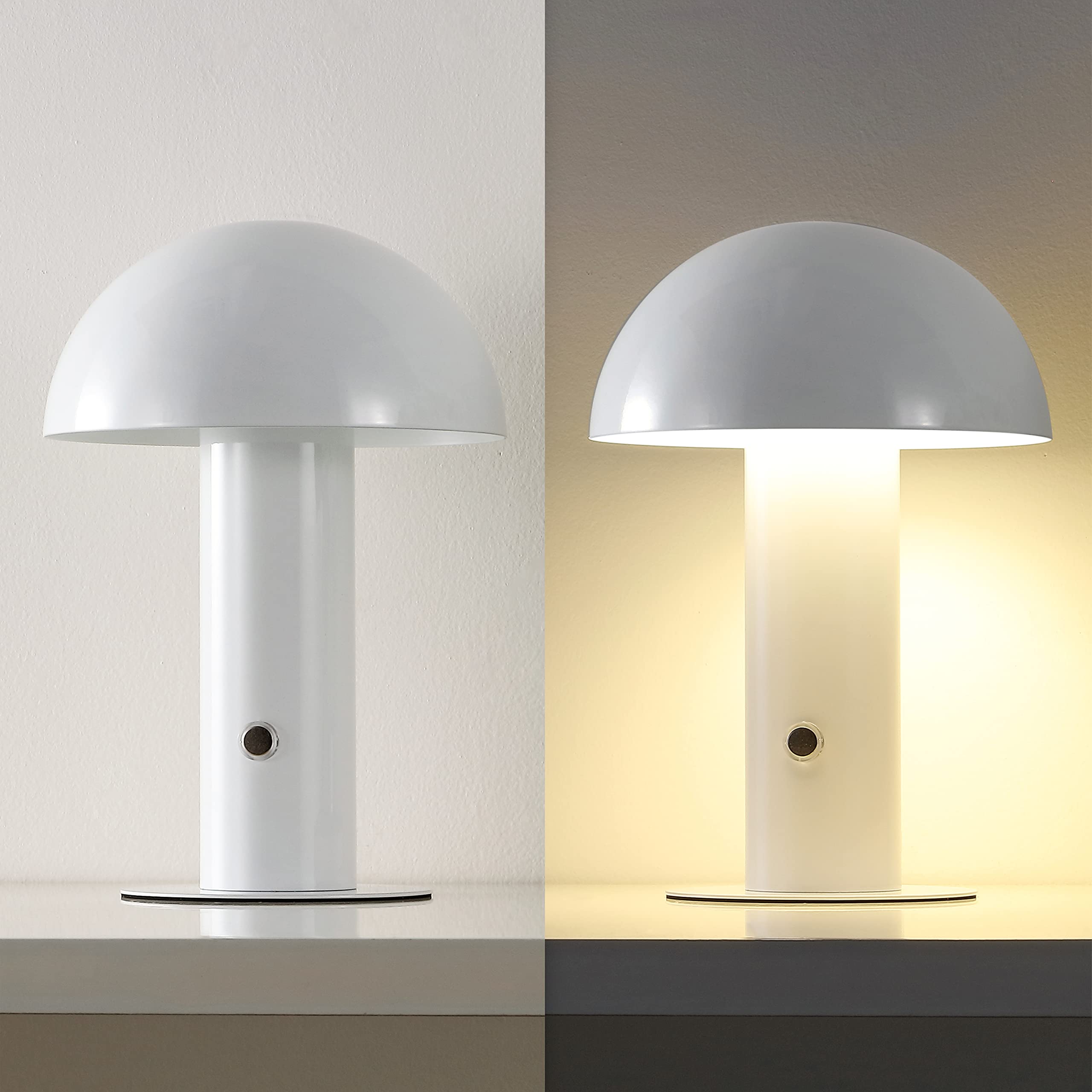 Jonathan Y Jyl7115B Boletus 10.75'' Contemporary Bohemian Rechargeable/Cordless Portable Iron Integrated Led Mushroom Table Lamp