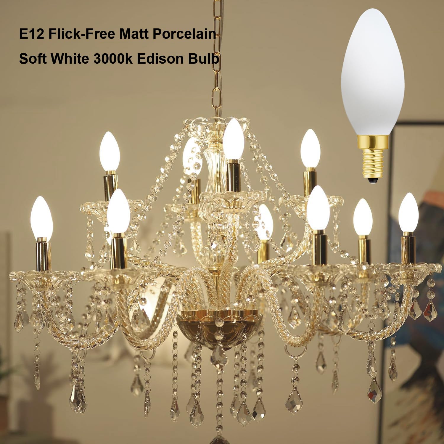 Xininsun E12 Led Bulb,Frosted Chandelier Light Bulbs 40 Watt Equivalent,Type B Candle Light Bulbs,Milky White Candelabra Led Bul