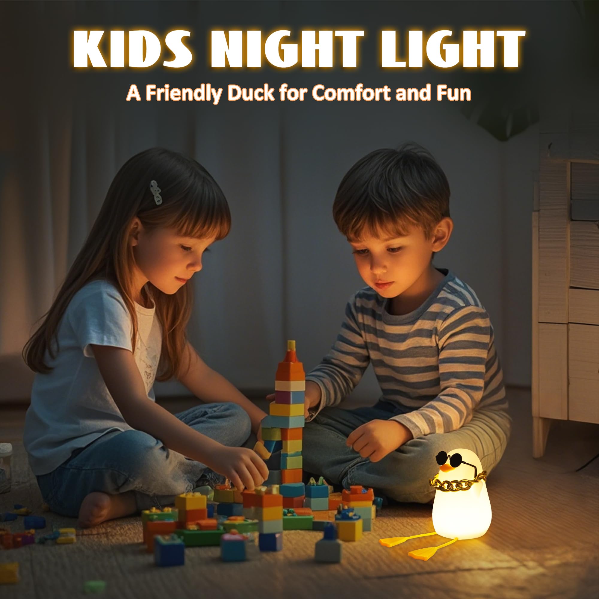 Duck Night Light, Silicone Duck Lamp, Cute Bedside Duck Goose Funny Nightlight With Dimmer And Timer For Room Decor, Duck Gifts