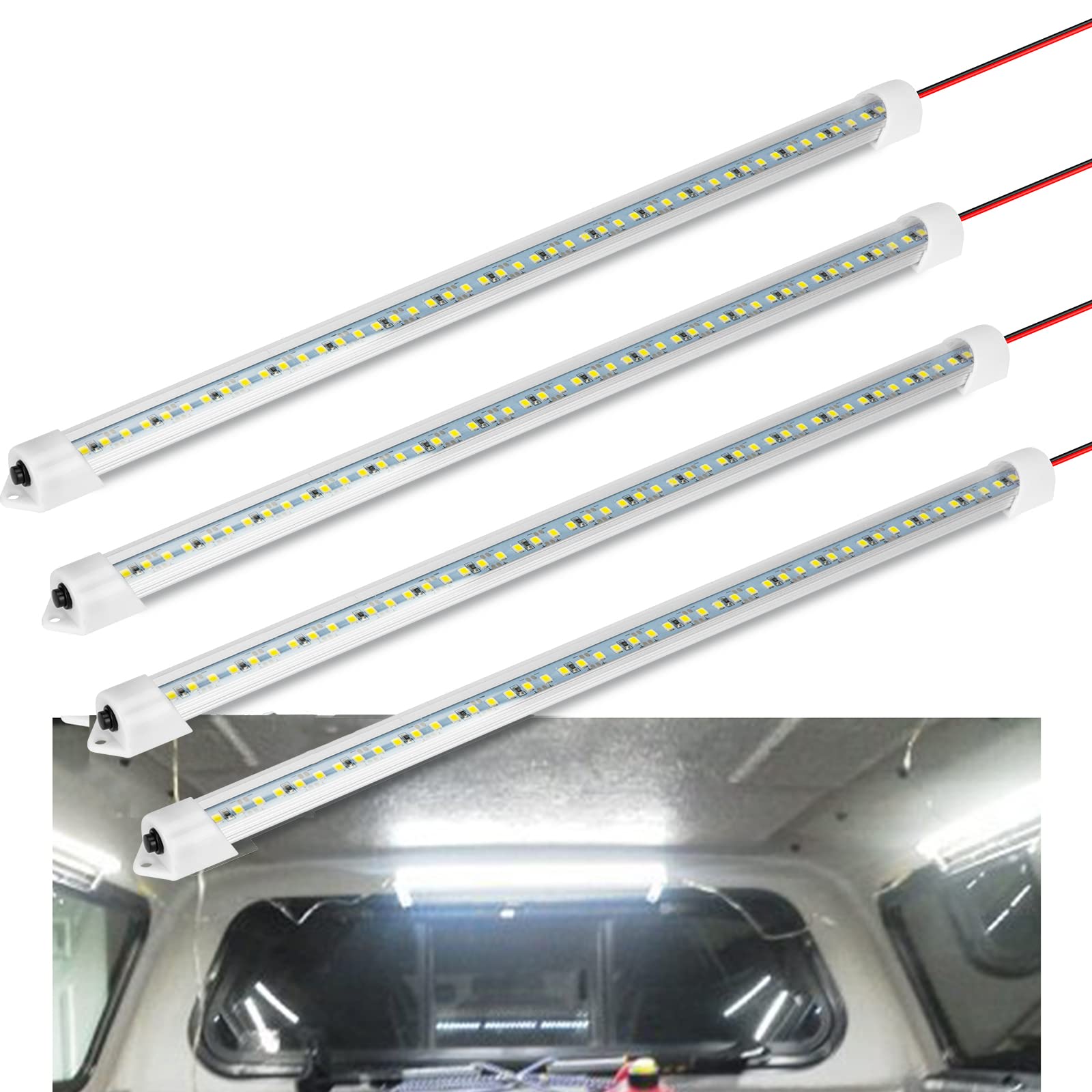 12V Interior Led Light Bar, Dc 12V Led Light Strip W/Switch For Car, Trailer, Truck Bed, Van, Rv, Cargo, Boat, Cabinet, Slim Enc