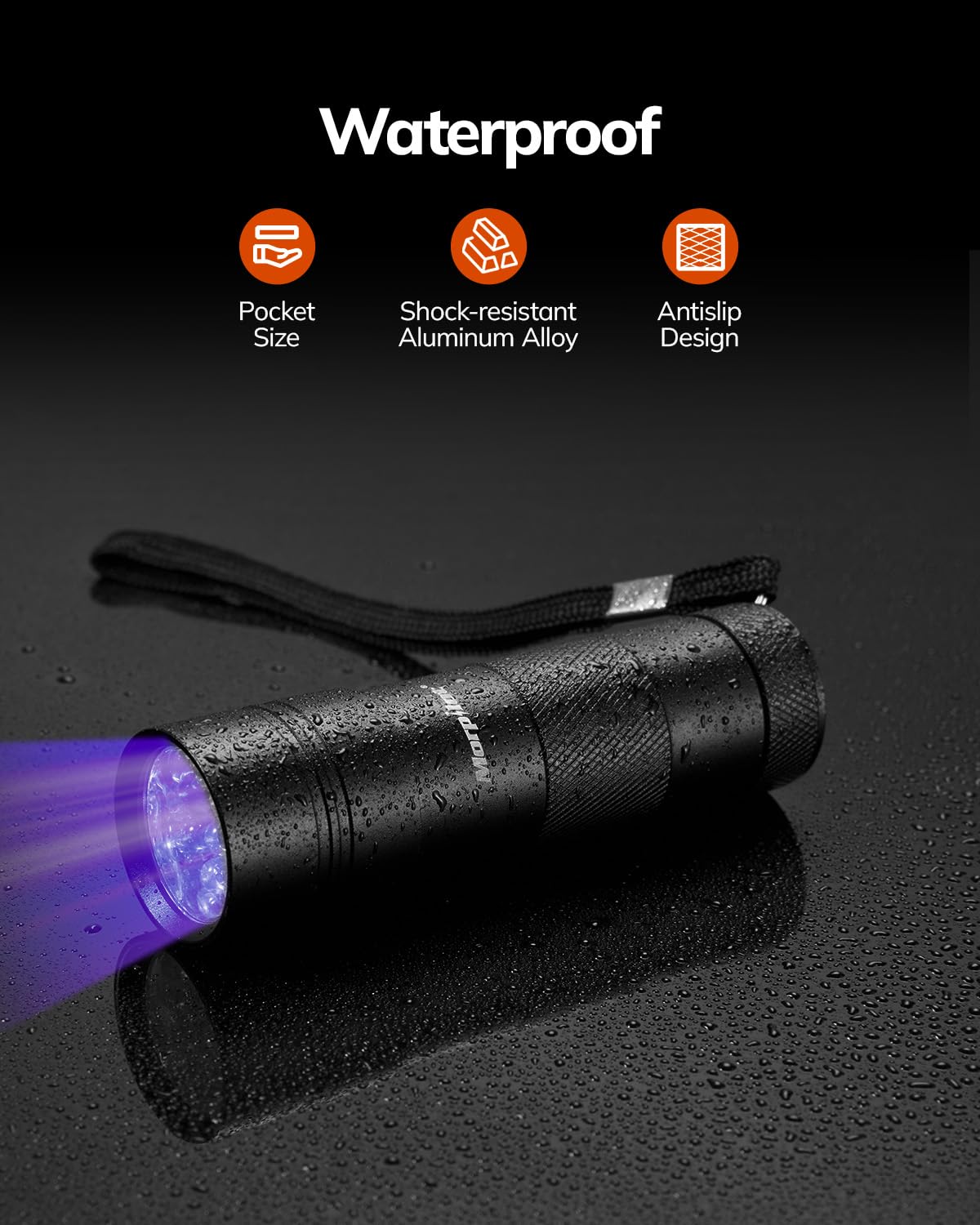 morpilot UV Flashlight 12 LED Black Light Mini 4 Count Aluminum 395nm Model 6060337