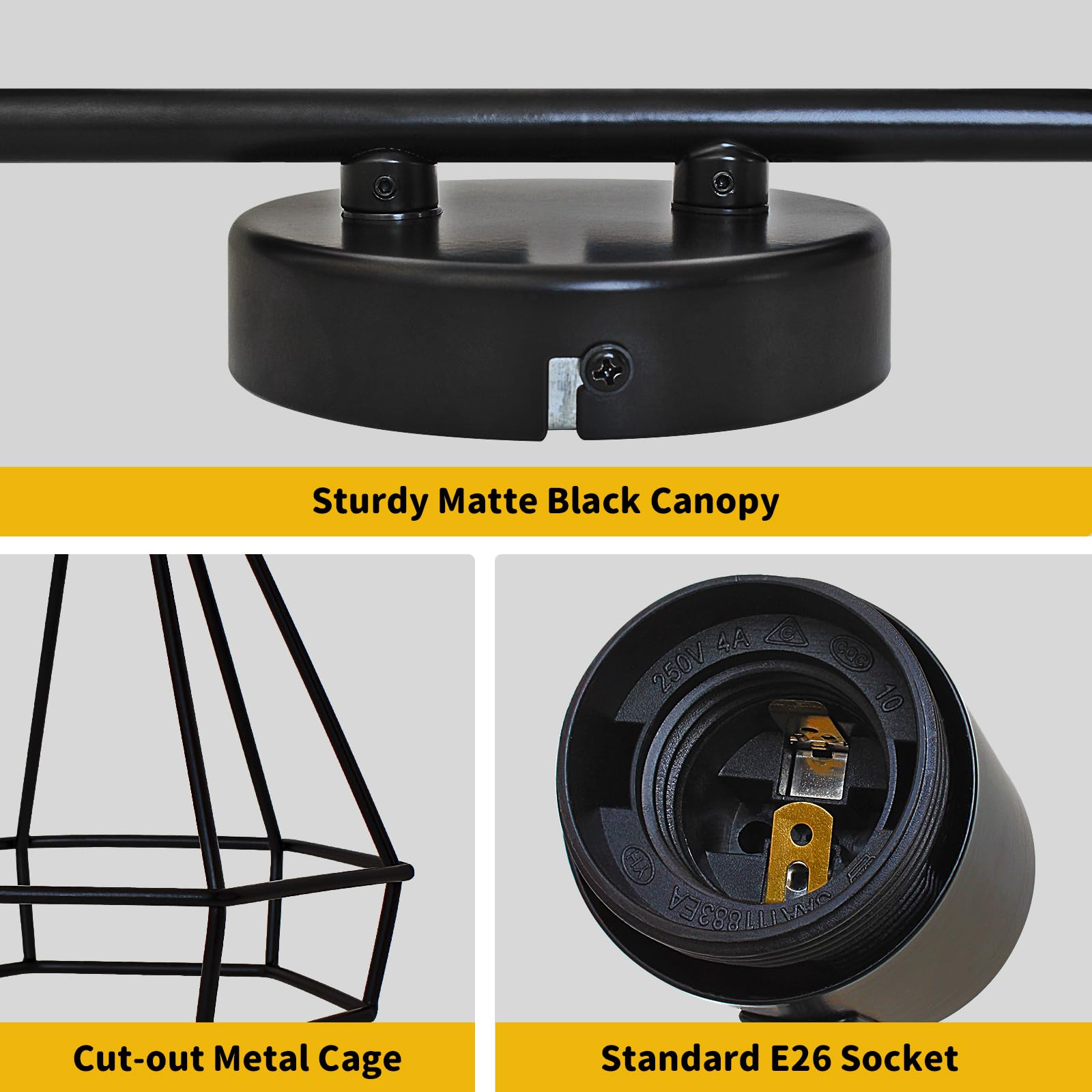 Hibay 2-Light Track Lighting Kit, Rotatable Directional Ceiling Light Fixtures, Black Geometric Metal Cage Industrial Spotlight