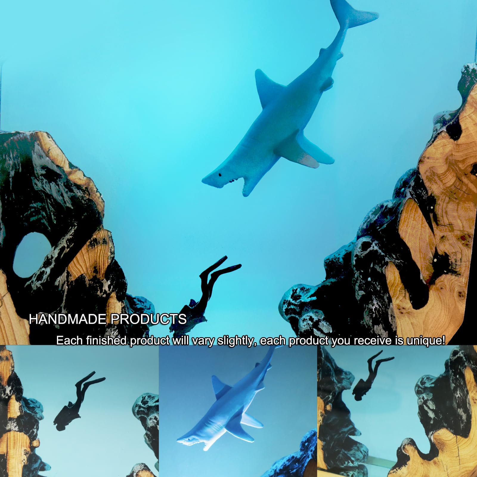 Eletriace Epoxy Resin Shark Lamp, Ocean Lamp,Handmade Home Decor Bedside Nightlight, Unique Resin Lighting, Nightstand Decoratio