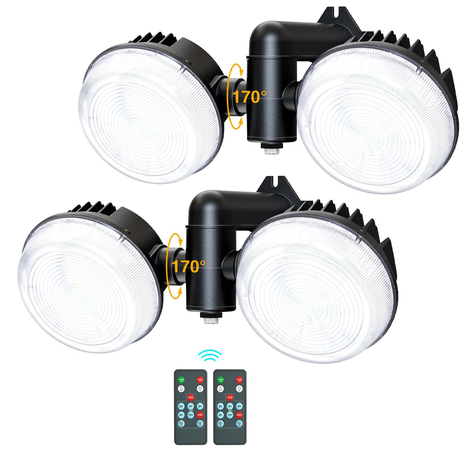 Onforu 2 Packs LED Barn Light 100W, Dusk to Dawn Outdoor Yard Light with Photocell Remote, 6500K 10000LM Adjustable Brightness D