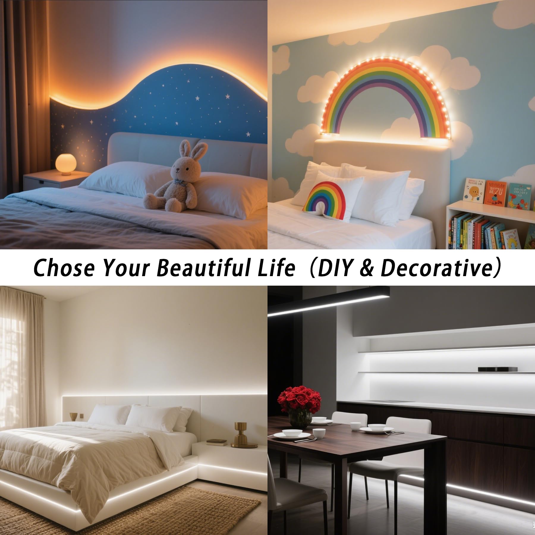 16.4Ft Dimmable White Led Strip Light Kit  Dimmable 3000K-6500K  24V Strip Lights With Remote Control  Flexible Led Strip Light  Eye Protection For Bedroom  Home Lighting  Mirror  Kitchen  Bar Cabinet