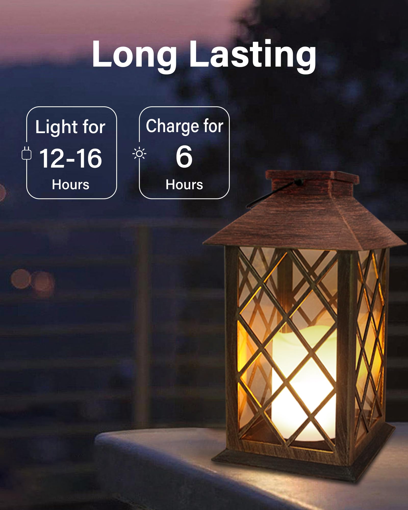 Shymery Solar Lanterns - Waterproof Hanging Outdoor Lanterns With Led Flameless Candles, 2 Pack