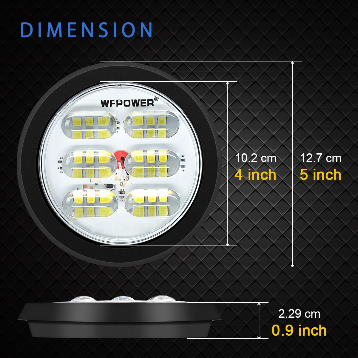 Wfpower Led Trailer Tail Light, 2 X White 4 Inch Super Bright Round Trailer Lights, Waterproof Flush Mount Tail Lights Turn Rear