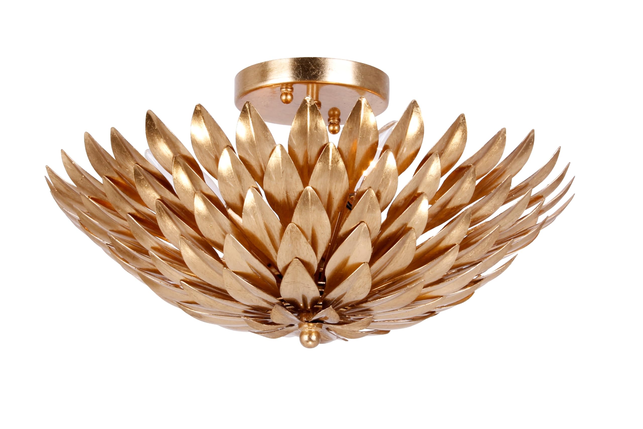 Crystorama Broche 4 Light Semi Flush Mount, 16in W x 8.25in H, Antique Gold, Alloy Steel, Model 505-GA