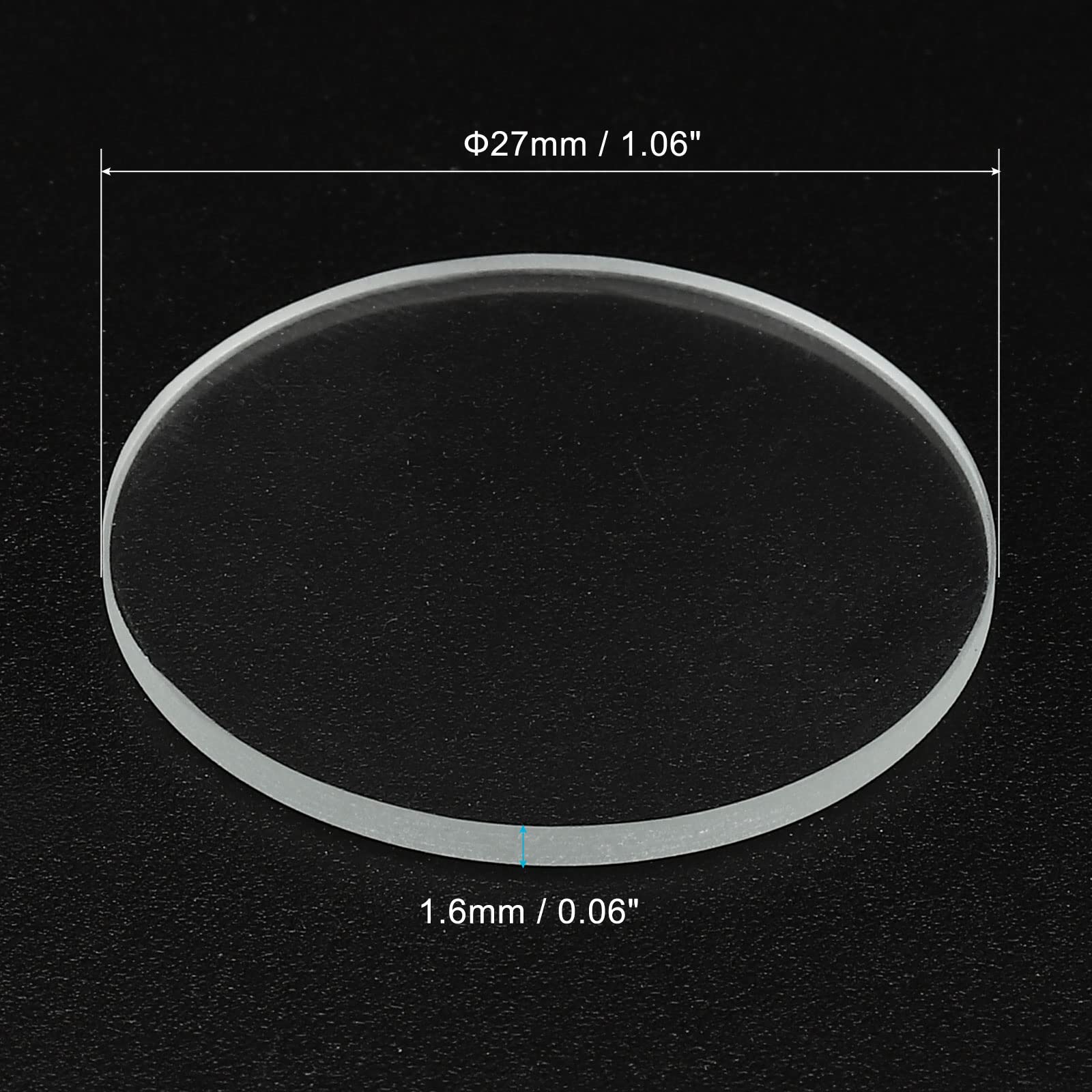 Patikil 1.06X0.06 Dia Flashlight Glass Lens, 2 Pcs Polished Edge Glass Lens For Led Light Source Lens Handheld Flashlight Replac