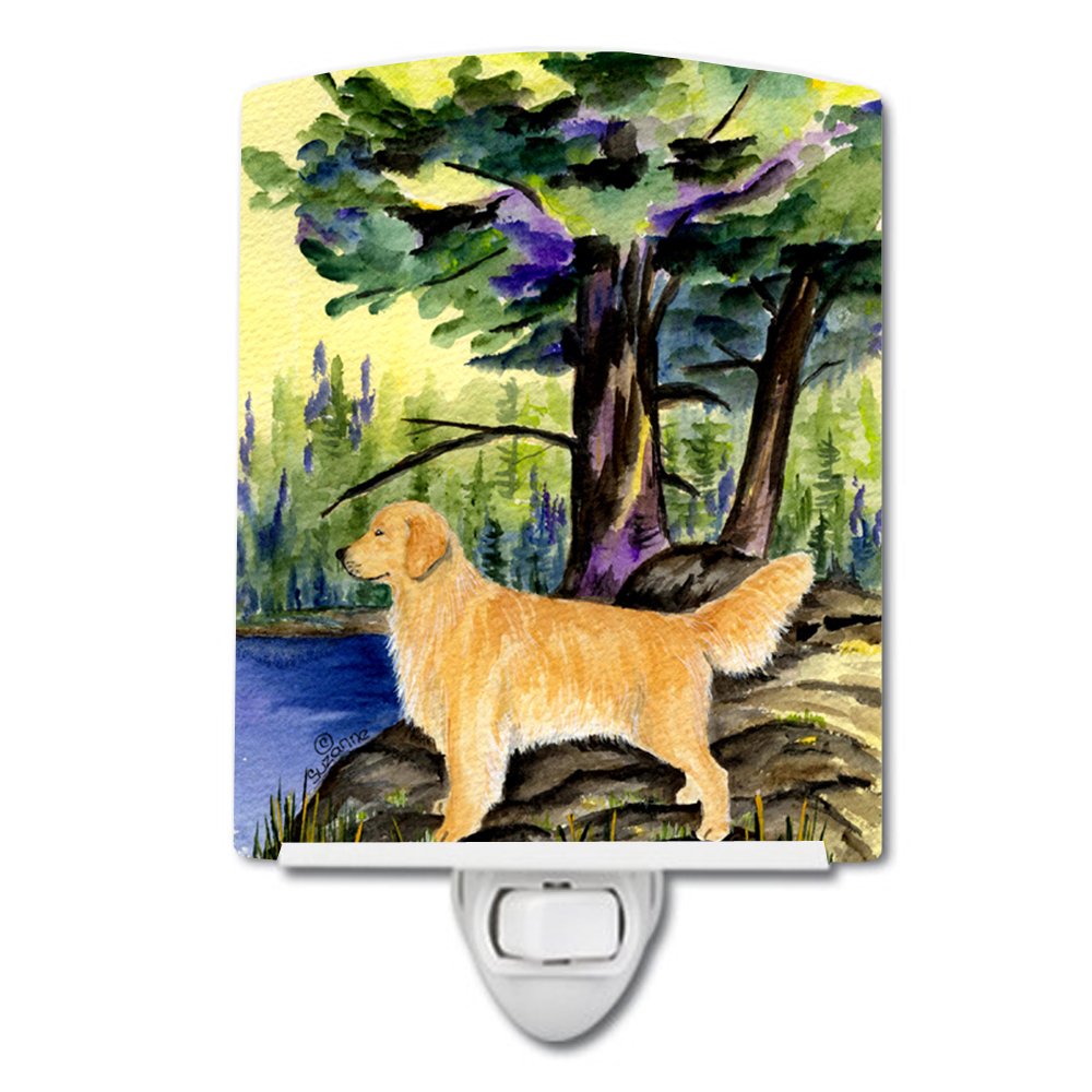 Caroline'S Treasures Ss8426Cnl Golden Retriever Ceramic Night Light Compact, Ul-Certified, Ideal For Bedroom, Bathroom, Nursery, Hallway, Kitchen, 6X4X3, Multicolor